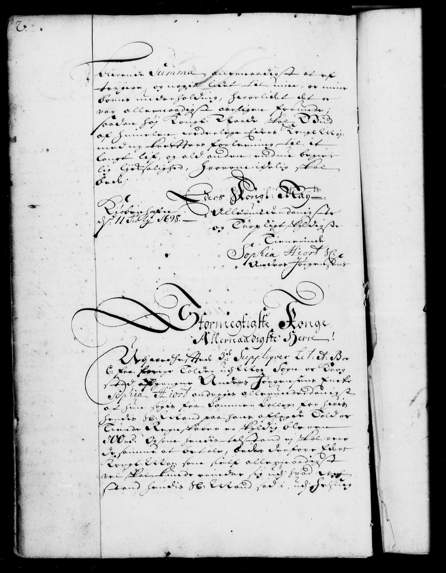 Rentekammeret, Kammerkanselliet, RA/EA-3111/G/Gf/Gfa/L0001: Resolusjonsprotokoll med register (merket RK 52.1), 1695-1706, p. 2