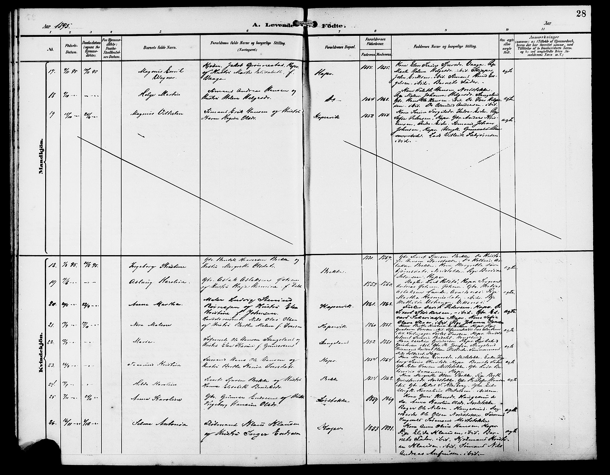 Kopervik sokneprestkontor, AV/SAST-A-101850/H/Ha/Hab/L0003: Parish register (copy) no. B 3, 1891-1909, p. 28