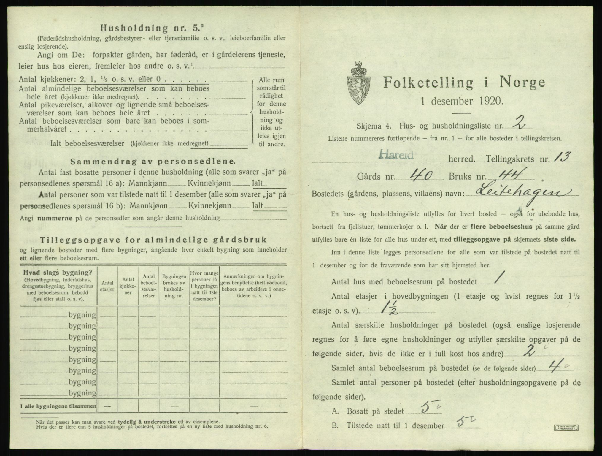 SAT, 1920 census for Hareid, 1920, p. 671