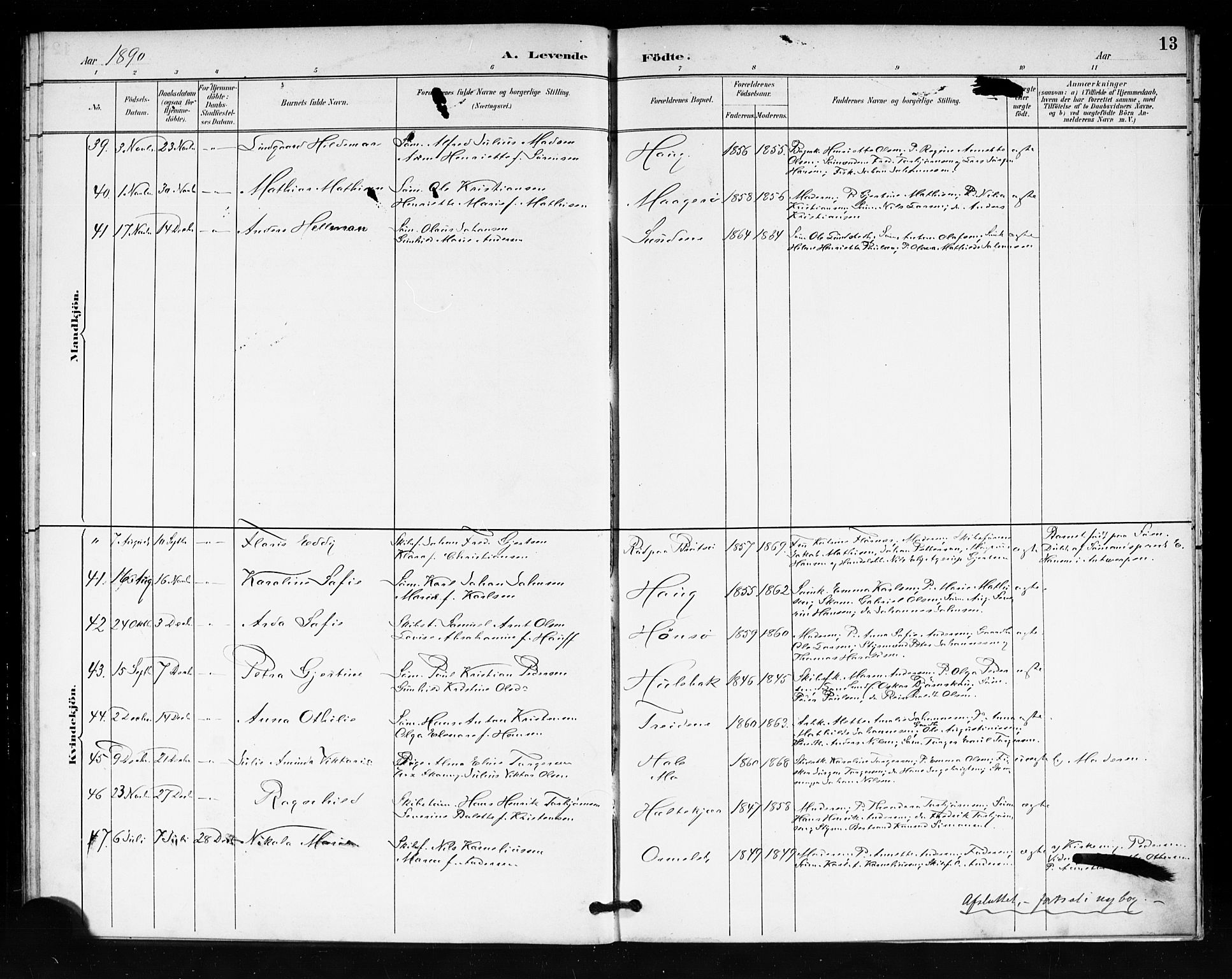 Tjøme kirkebøker, SAKO/A-328/F/Fa/L0002: Parish register (official) no. 2, 1888-1890, p. 13