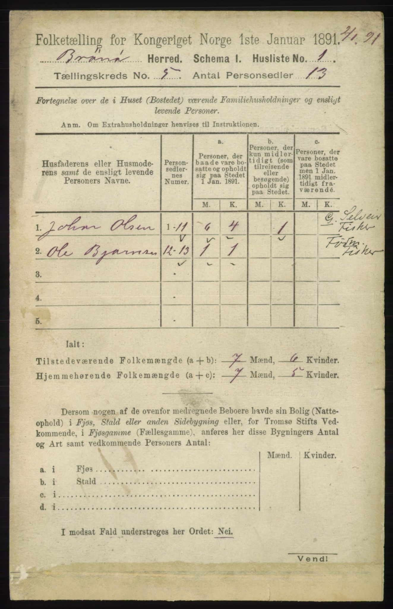 RA, 1891 census for 1814 Brønnøy, 1891, p. 2356
