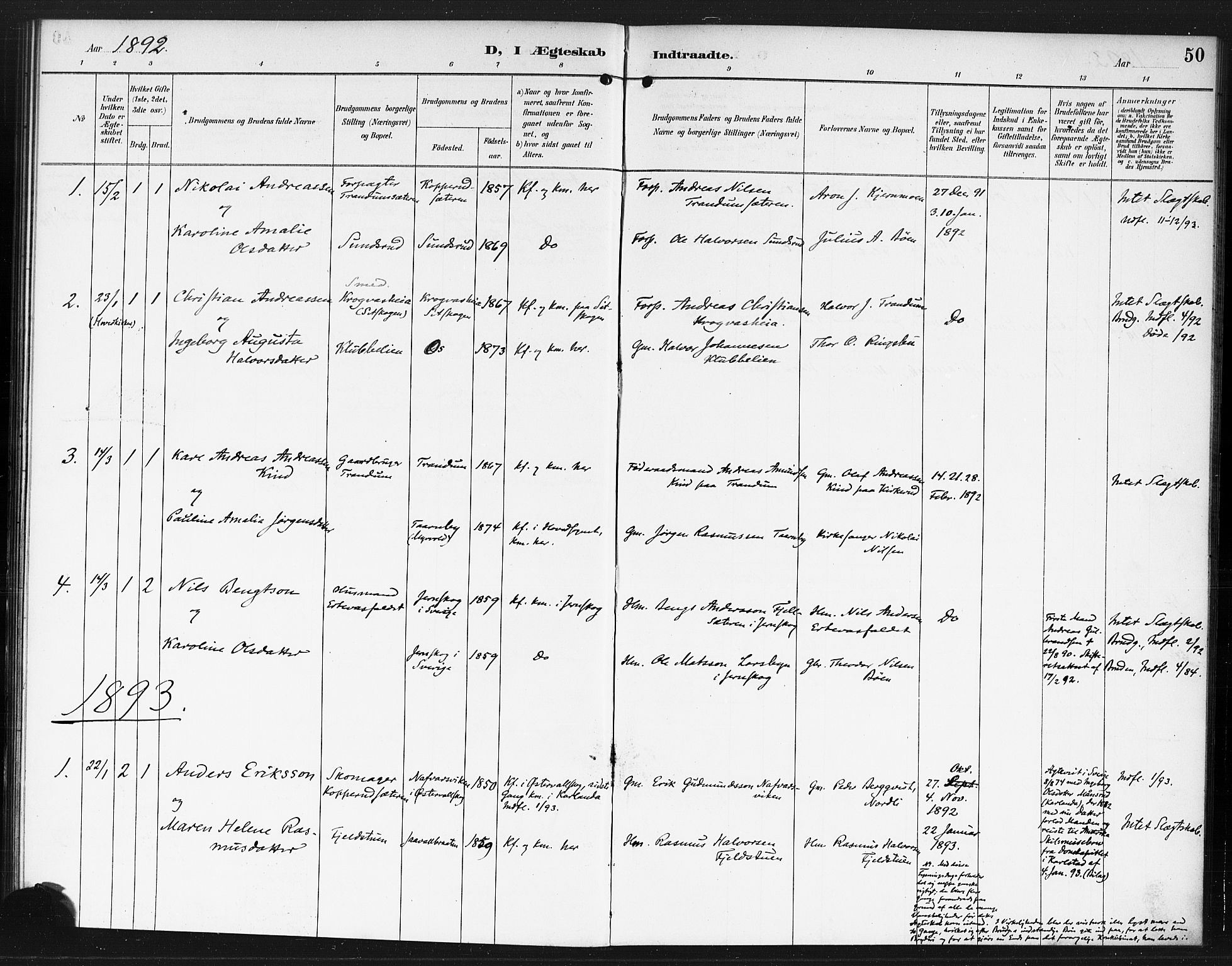 Rødenes prestekontor Kirkebøker, AV/SAO-A-2005/F/Fb/L0002: Parish register (official) no. II 2, 1890-1900, p. 50