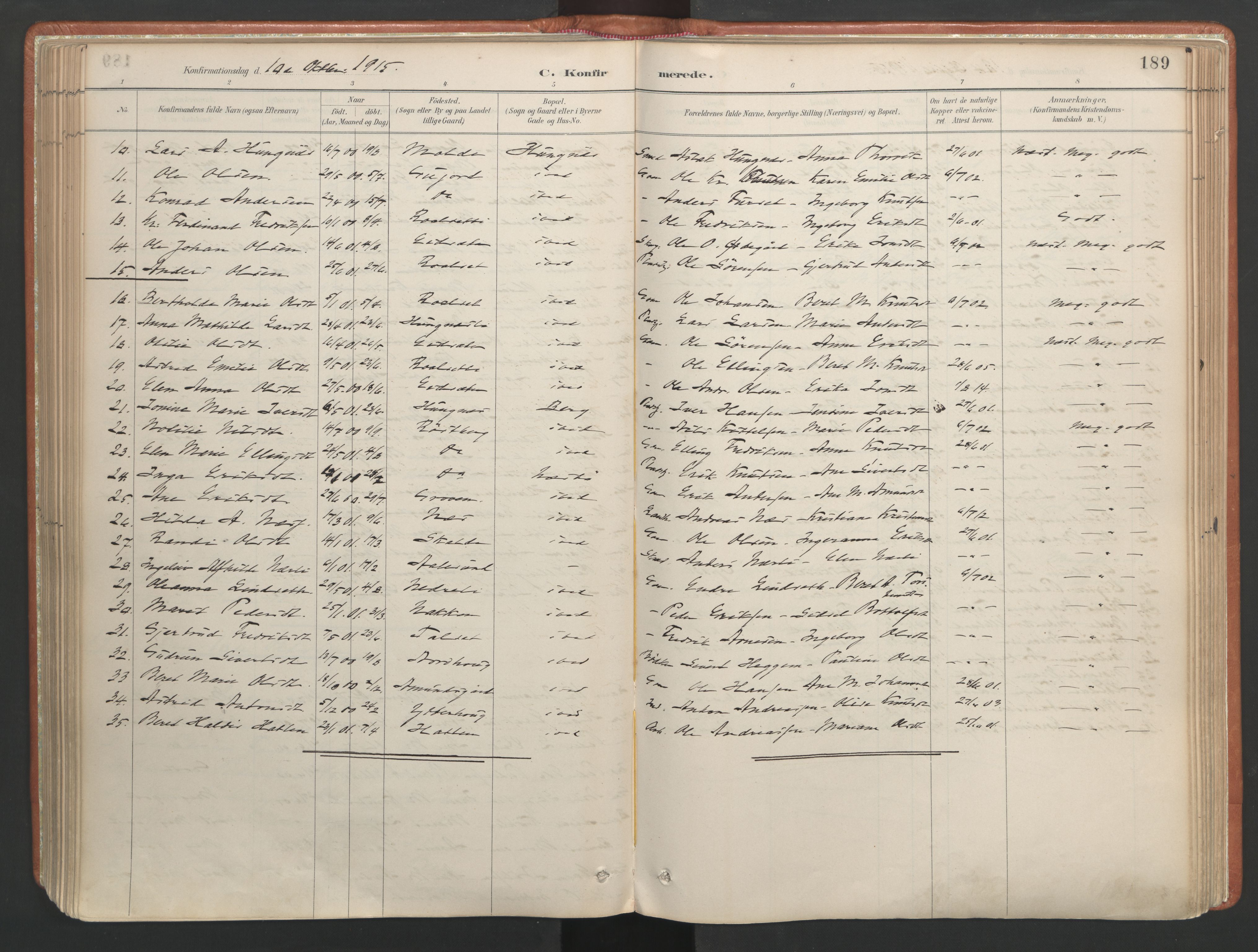 Ministerialprotokoller, klokkerbøker og fødselsregistre - Møre og Romsdal, AV/SAT-A-1454/557/L0682: Parish register (official) no. 557A04, 1887-1970, p. 189