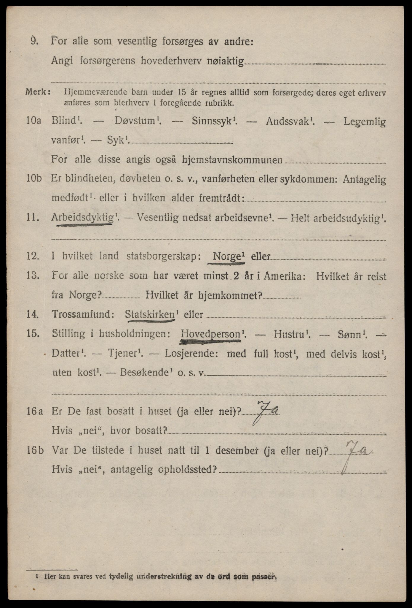 SAST, 1920 census for Skjold, 1920, p. 2003