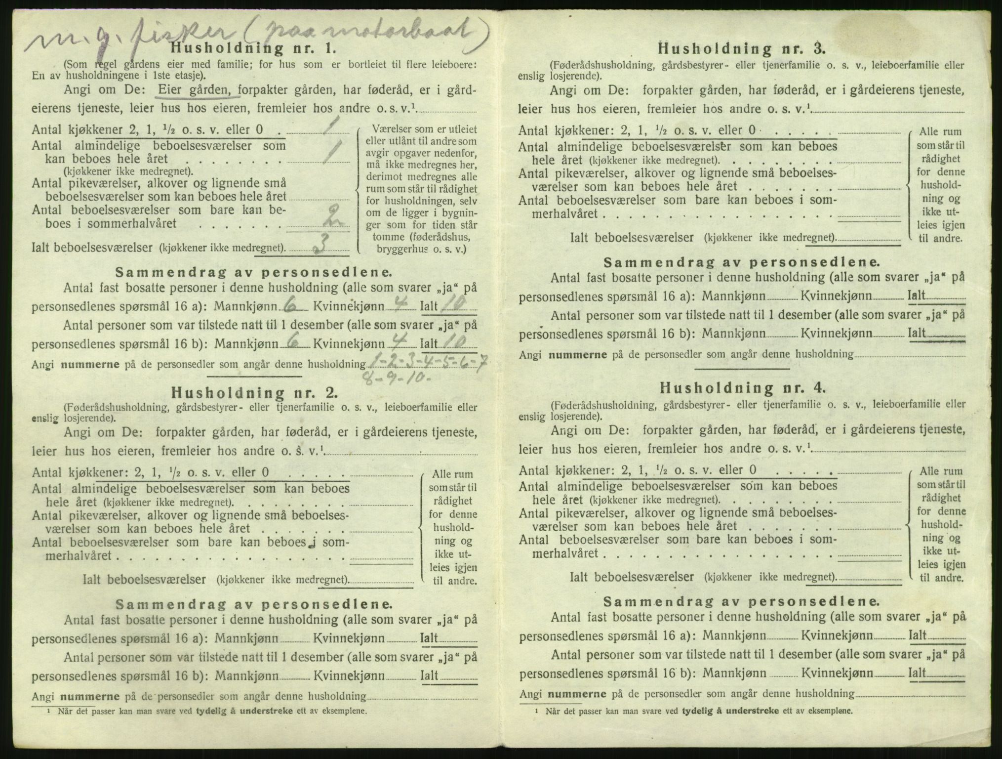 SAT, 1920 census for Vatne, 1920, p. 289