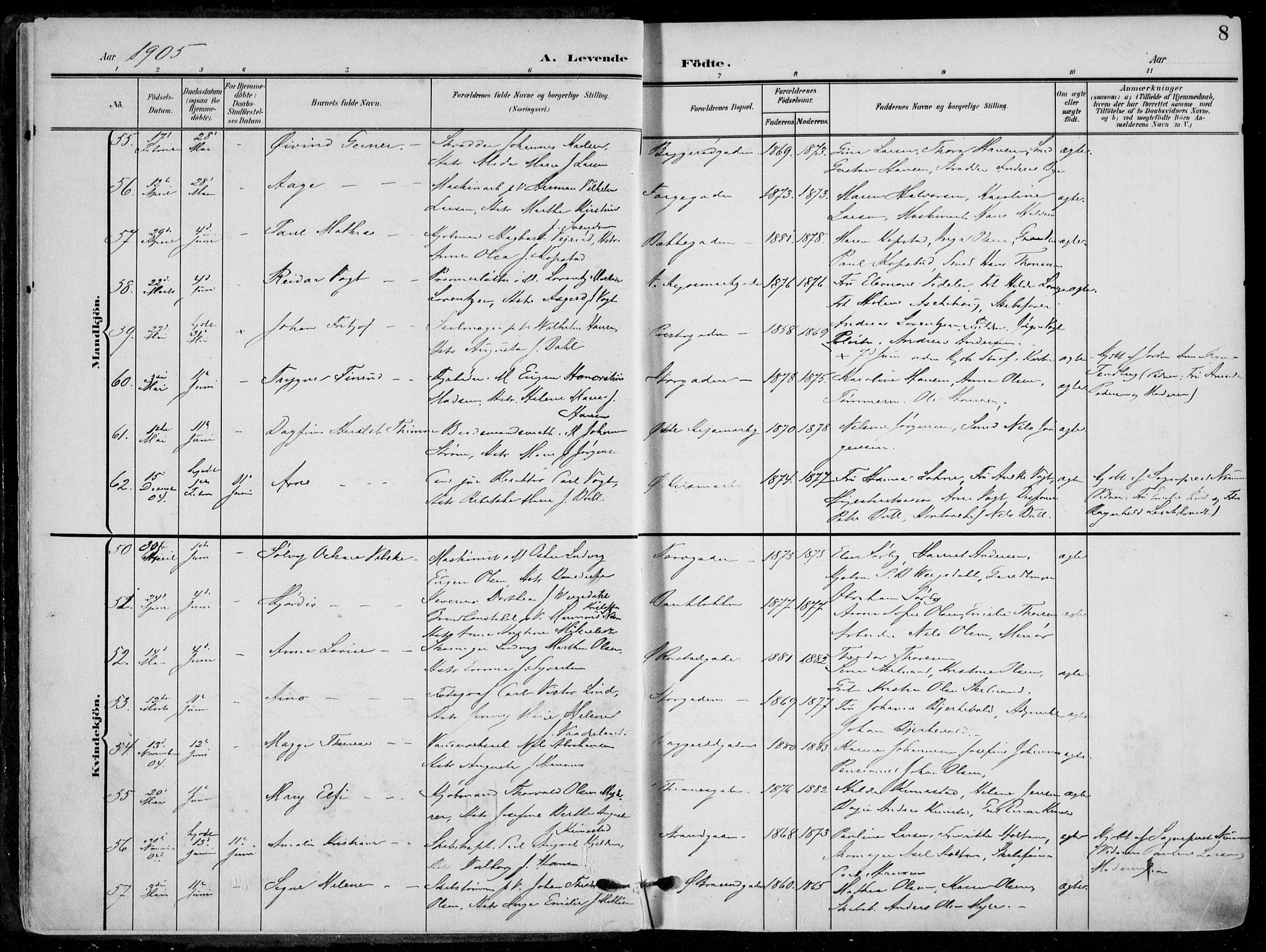 Horten kirkebøker, SAKO/A-348/F/Fa/L0006: Parish register (official) no. 6, 1905-1912, p. 8