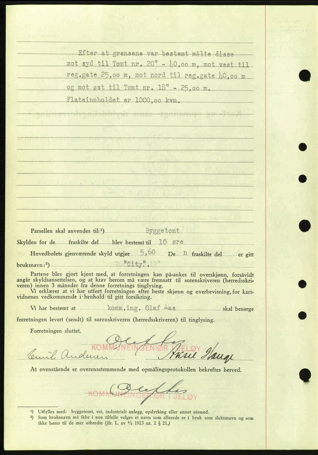 Moss sorenskriveri, SAO/A-10168: Mortgage book no. A9, 1941-1942, Diary no: : 1991/1941