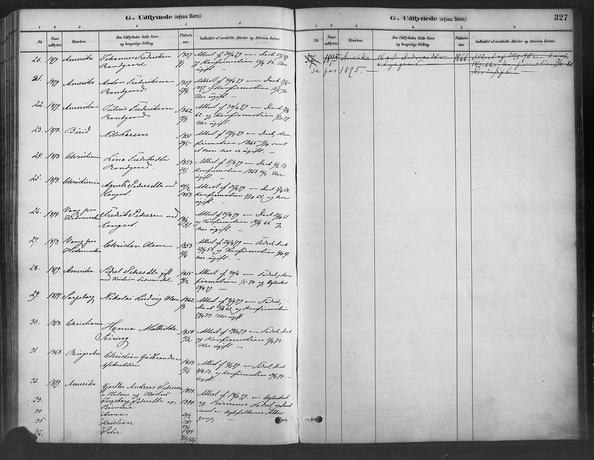 Fåberg prestekontor, SAH/PREST-086/H/Ha/Haa/L0009: Parish register (official) no. 9, 1879-1898, p. 327