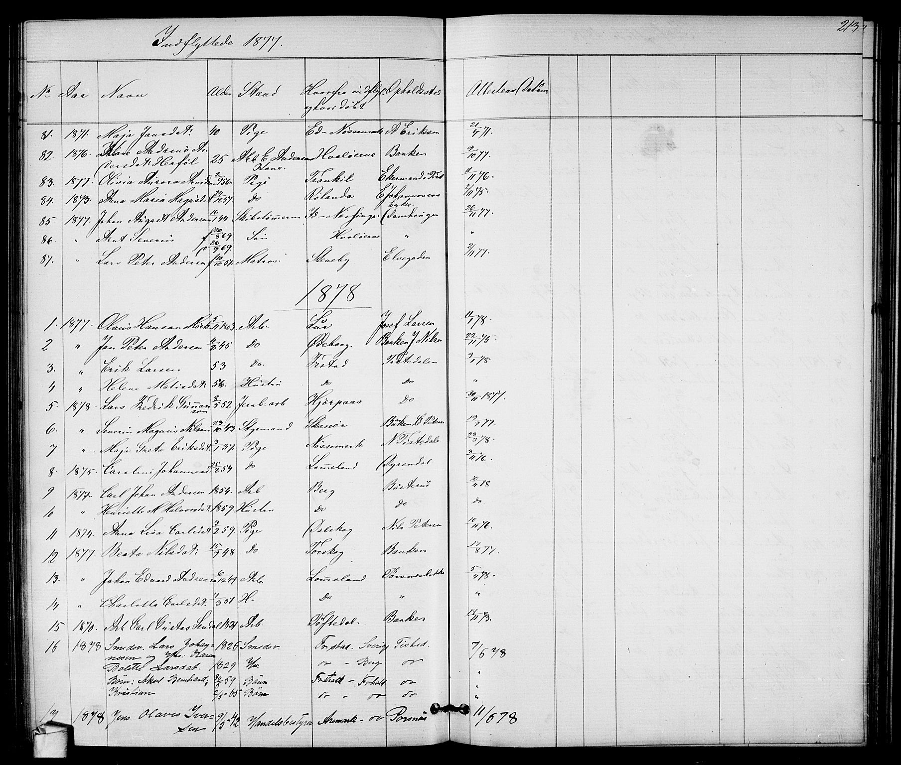 Halden prestekontor Kirkebøker, SAO/A-10909/G/Ga/L0007: Parish register (copy) no. 7, 1869-1884, p. 213