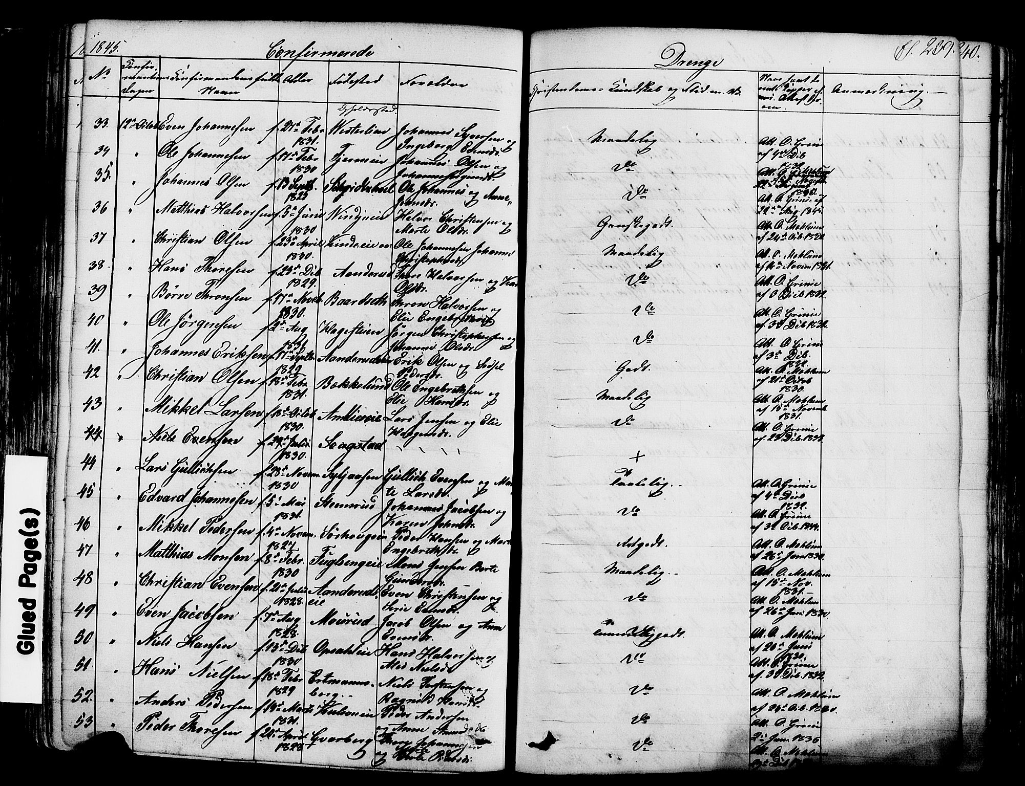 Ringsaker prestekontor, SAH/PREST-014/K/Ka/L0008: Parish register (official) no. 8, 1837-1850, p. 239