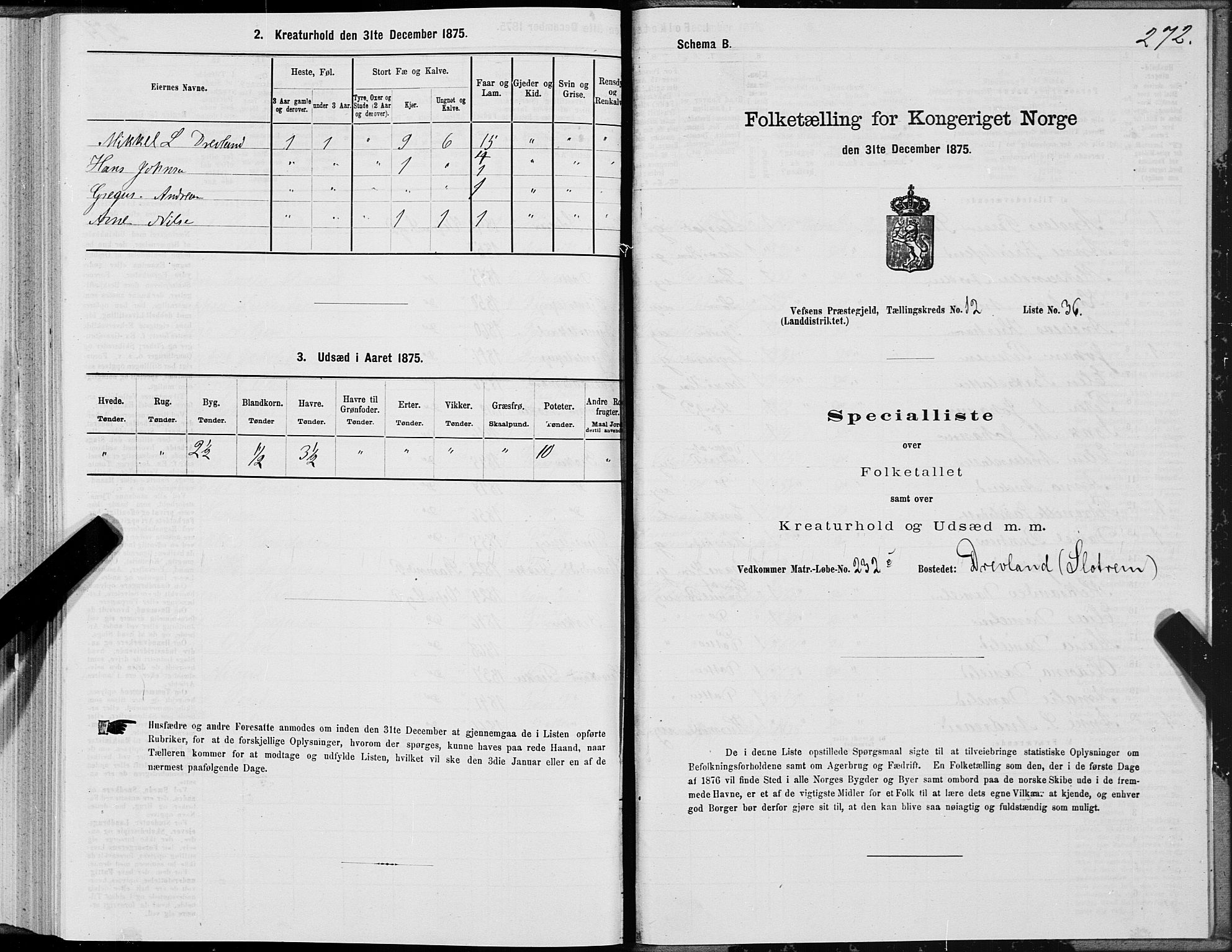 SAT, 1875 census for 1824L Vefsn/Vefsn, 1875, p. 3272