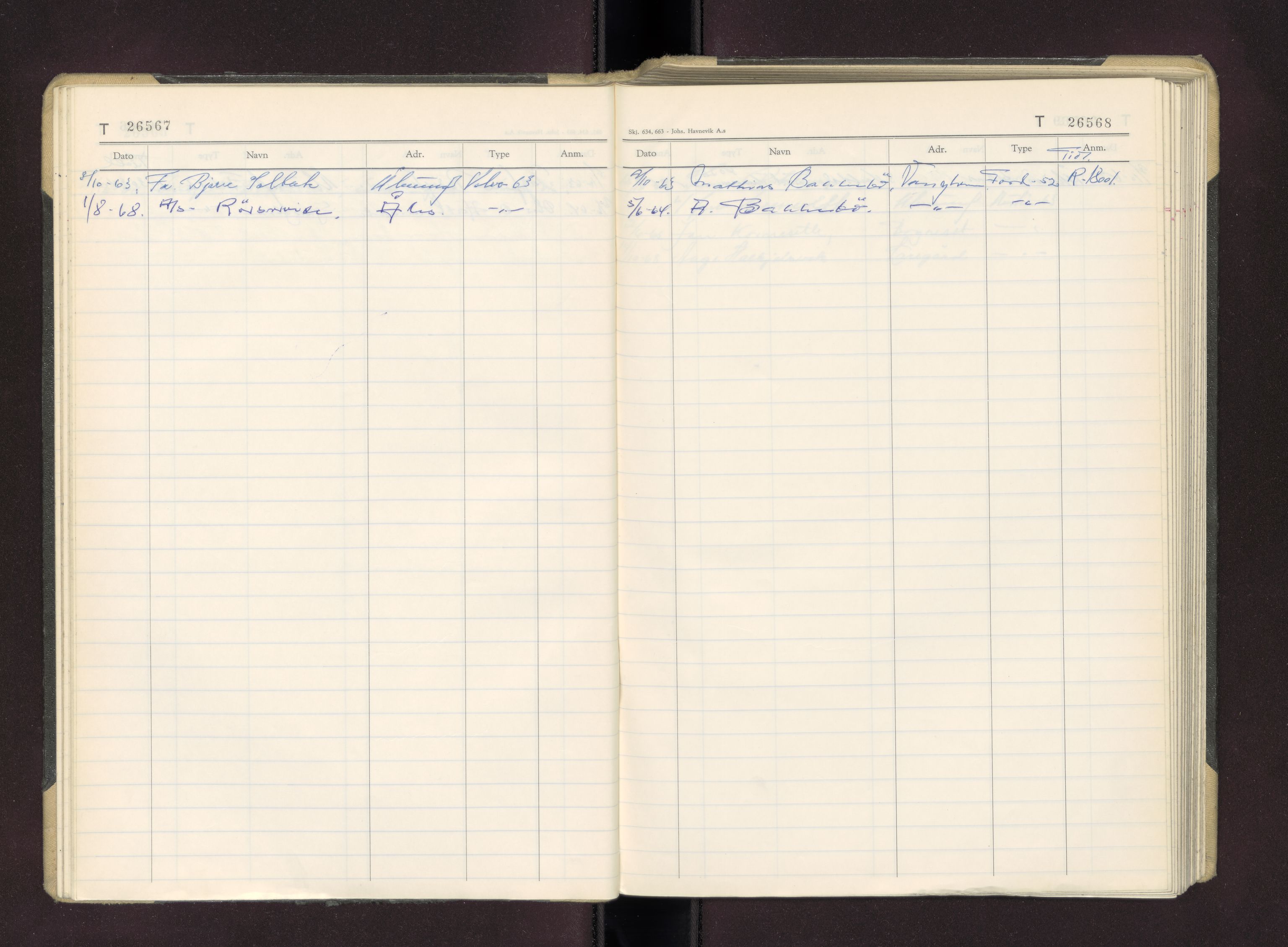 Møre og Romsdal vegkontor - Ålesund trafikkstasjon, AV/SAT-A-4099/F/Fc/L0026: Bilregister; T 26500 - T 26999, 1960-1970