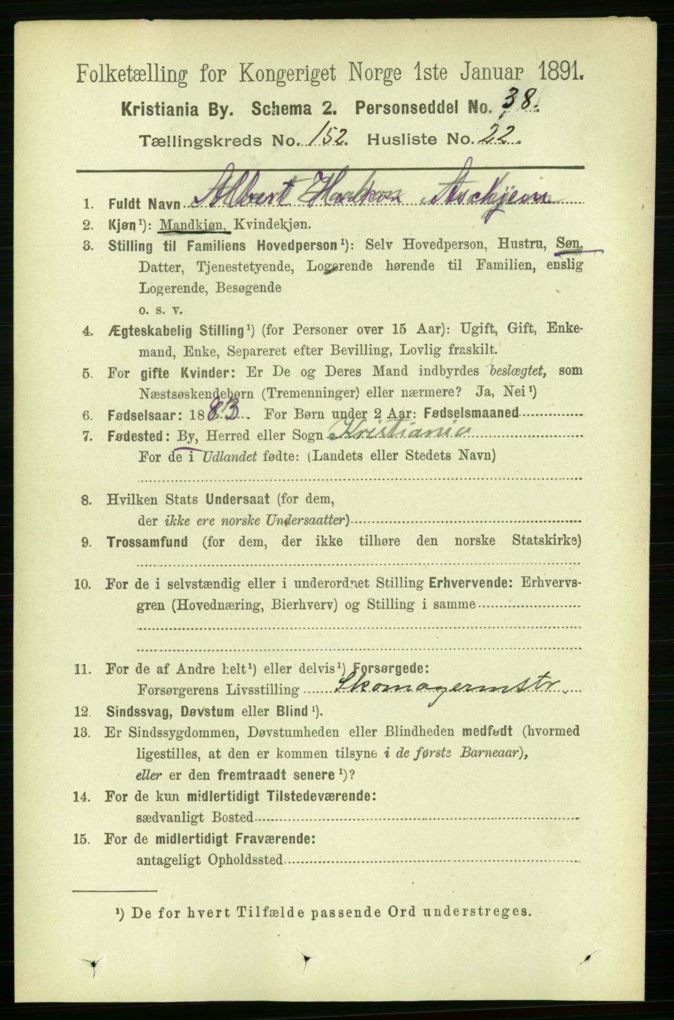 RA, 1891 census for 0301 Kristiania, 1891, p. 85880