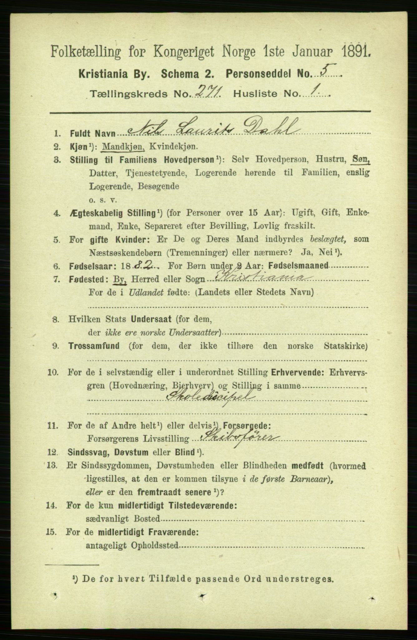 RA, 1891 census for 0301 Kristiania, 1891, p. 164572