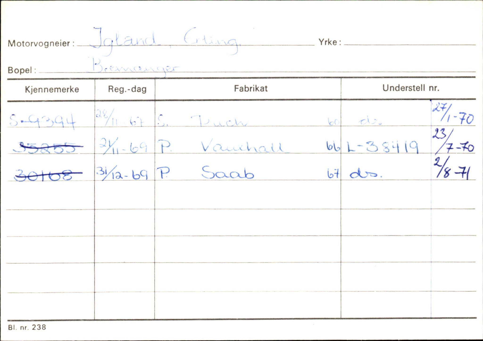 Statens vegvesen, Sogn og Fjordane vegkontor, AV/SAB-A-5301/4/F/L0133: Eigarregister Bremanger A-Å. Gaular A-H, 1945-1975, p. 919