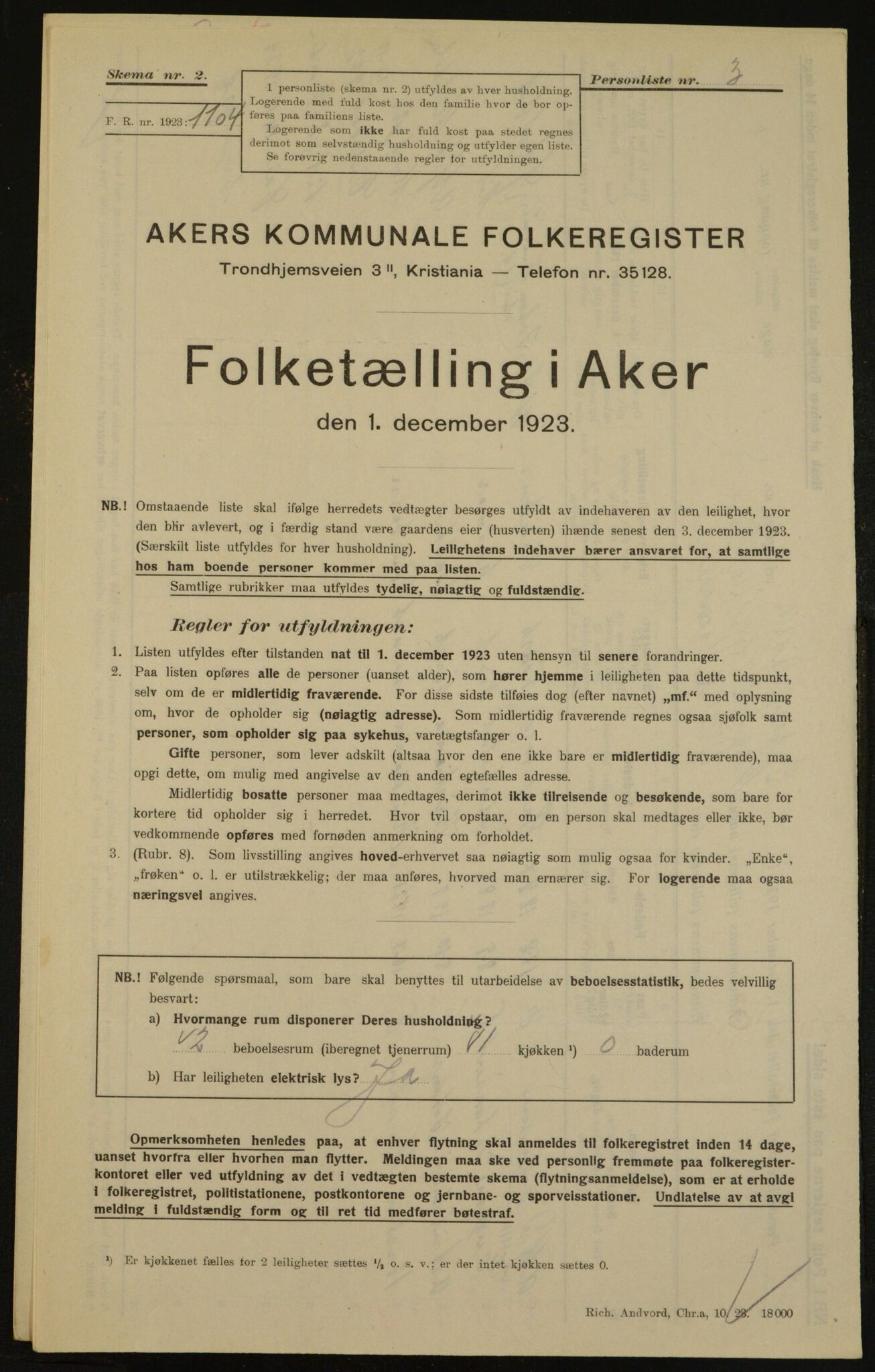 , Municipal Census 1923 for Aker, 1923, p. 29527