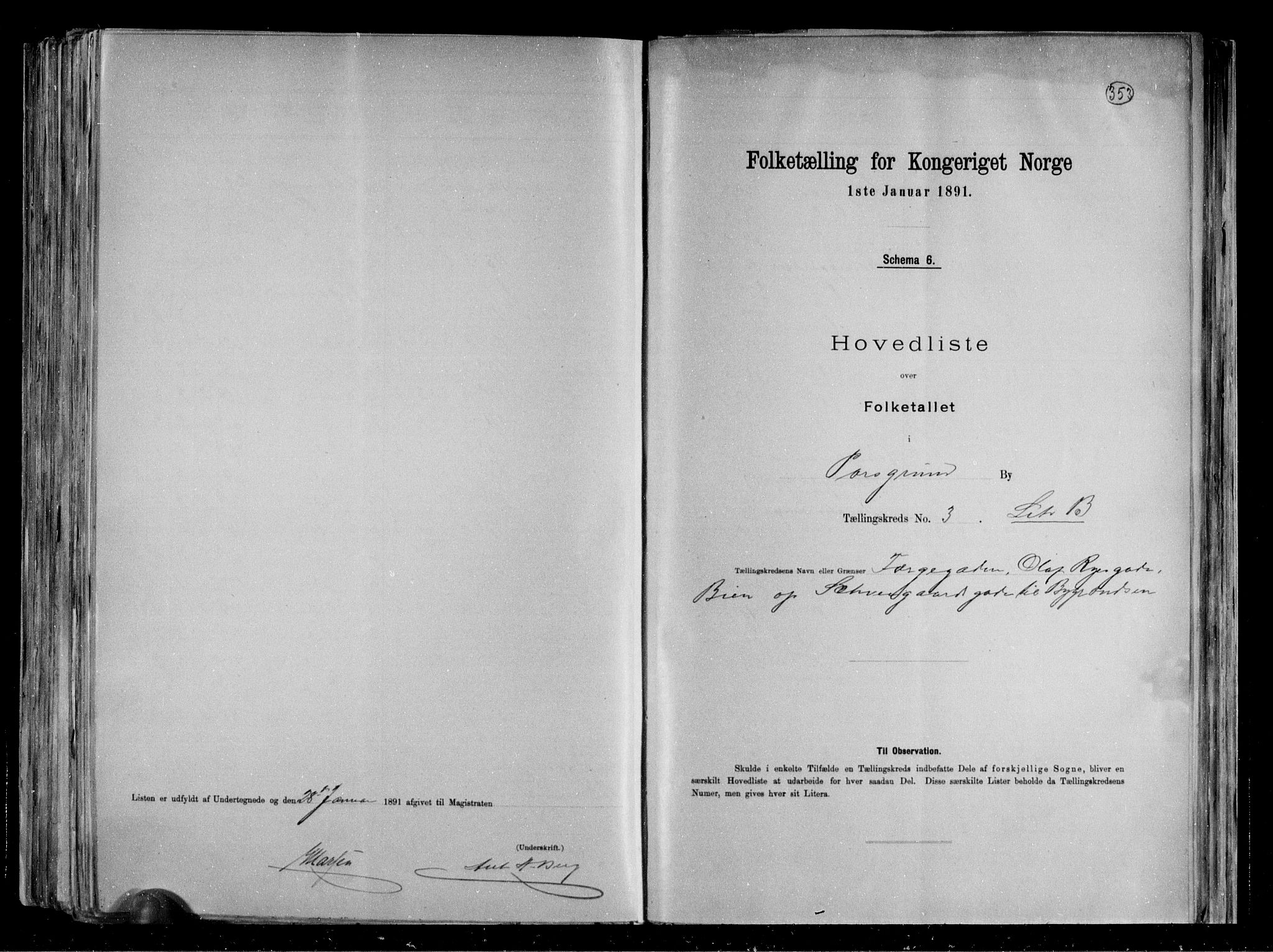 RA, 1891 census for 0805 Porsgrunn, 1891, p. 14