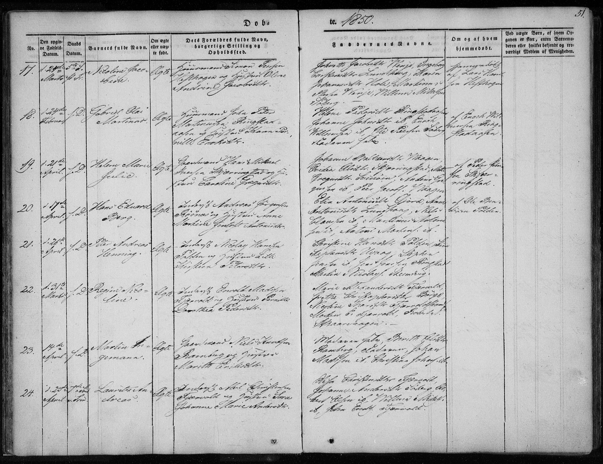 Ministerialprotokoller, klokkerbøker og fødselsregistre - Nordland, SAT/A-1459/891/L1299: Parish register (official) no. 891A04, 1841-1856, p. 51