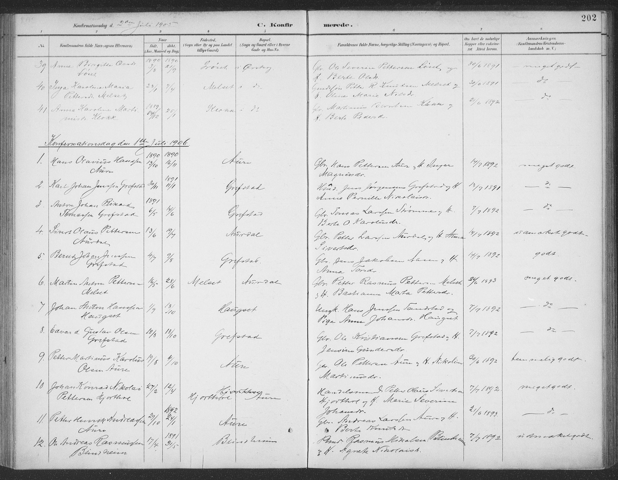 Ministerialprotokoller, klokkerbøker og fødselsregistre - Møre og Romsdal, SAT/A-1454/523/L0335: Parish register (official) no. 523A02, 1891-1911, p. 202
