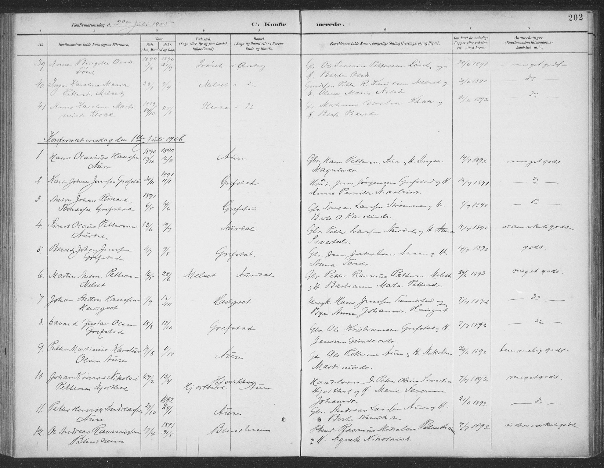 Ministerialprotokoller, klokkerbøker og fødselsregistre - Møre og Romsdal, AV/SAT-A-1454/523/L0335: Parish register (official) no. 523A02, 1891-1911, p. 202