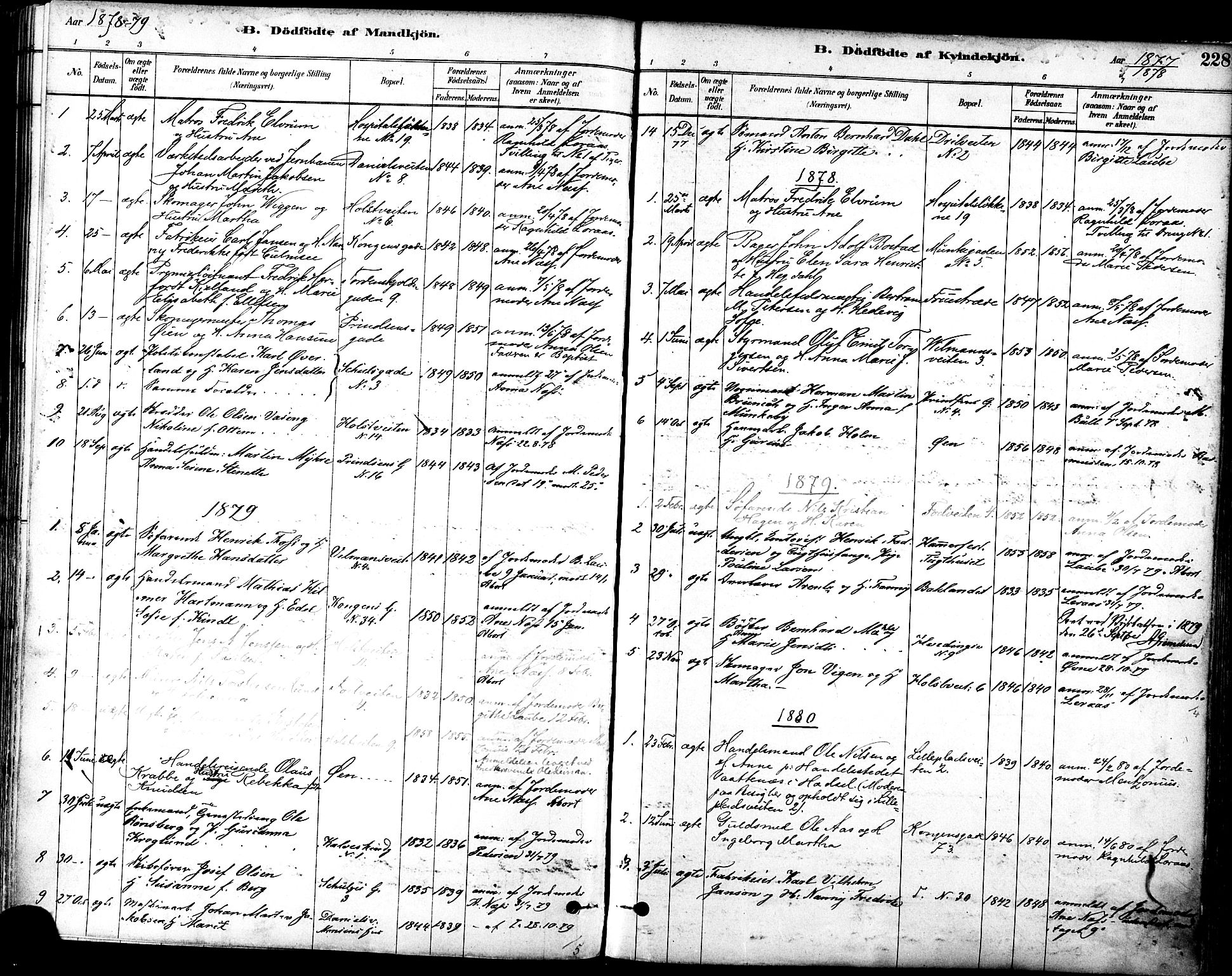 Ministerialprotokoller, klokkerbøker og fødselsregistre - Sør-Trøndelag, SAT/A-1456/601/L0057: Parish register (official) no. 601A25, 1877-1891, p. 228