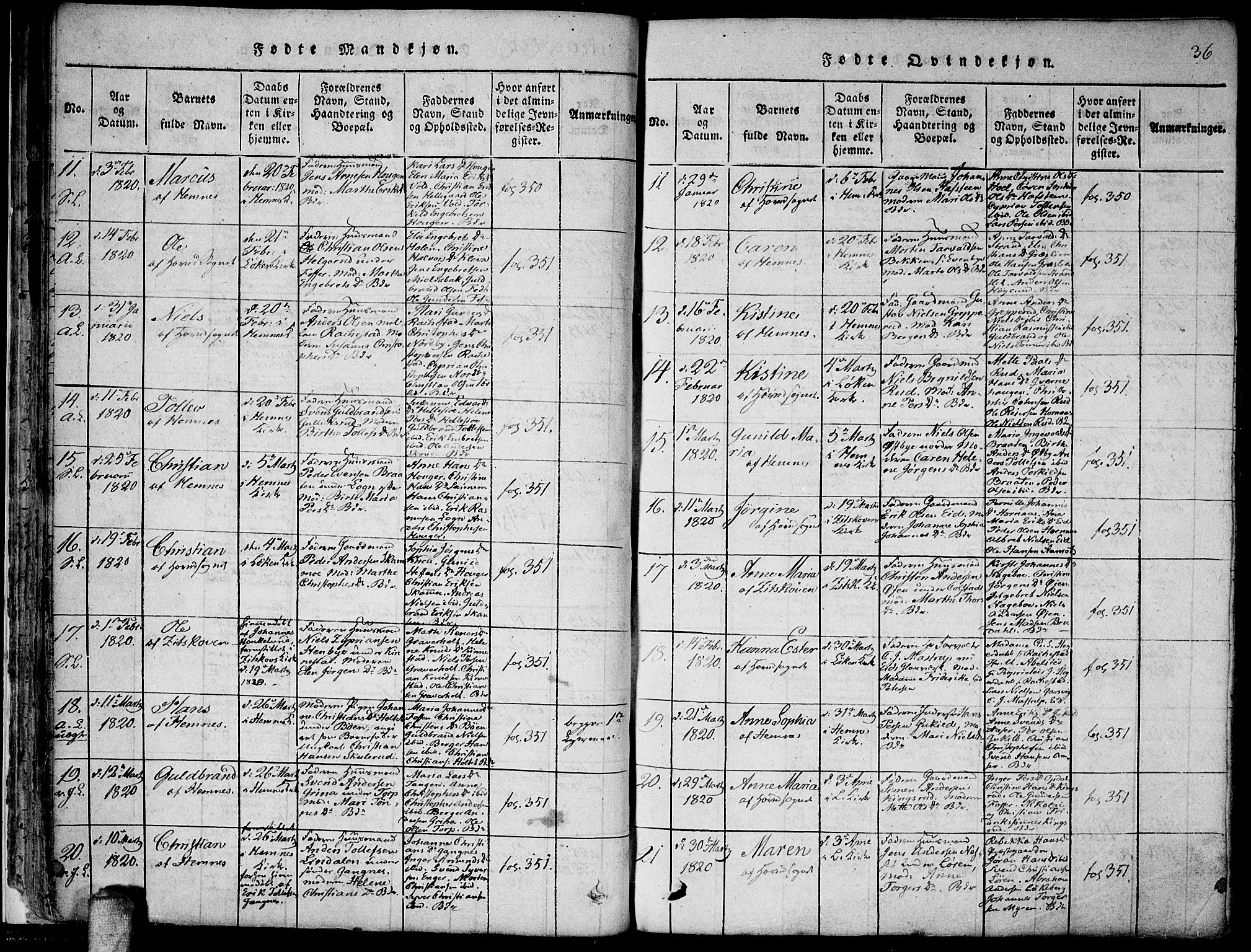 Høland prestekontor Kirkebøker, SAO/A-10346a/F/Fa/L0007: Parish register (official) no. I 7, 1814-1827, p. 36