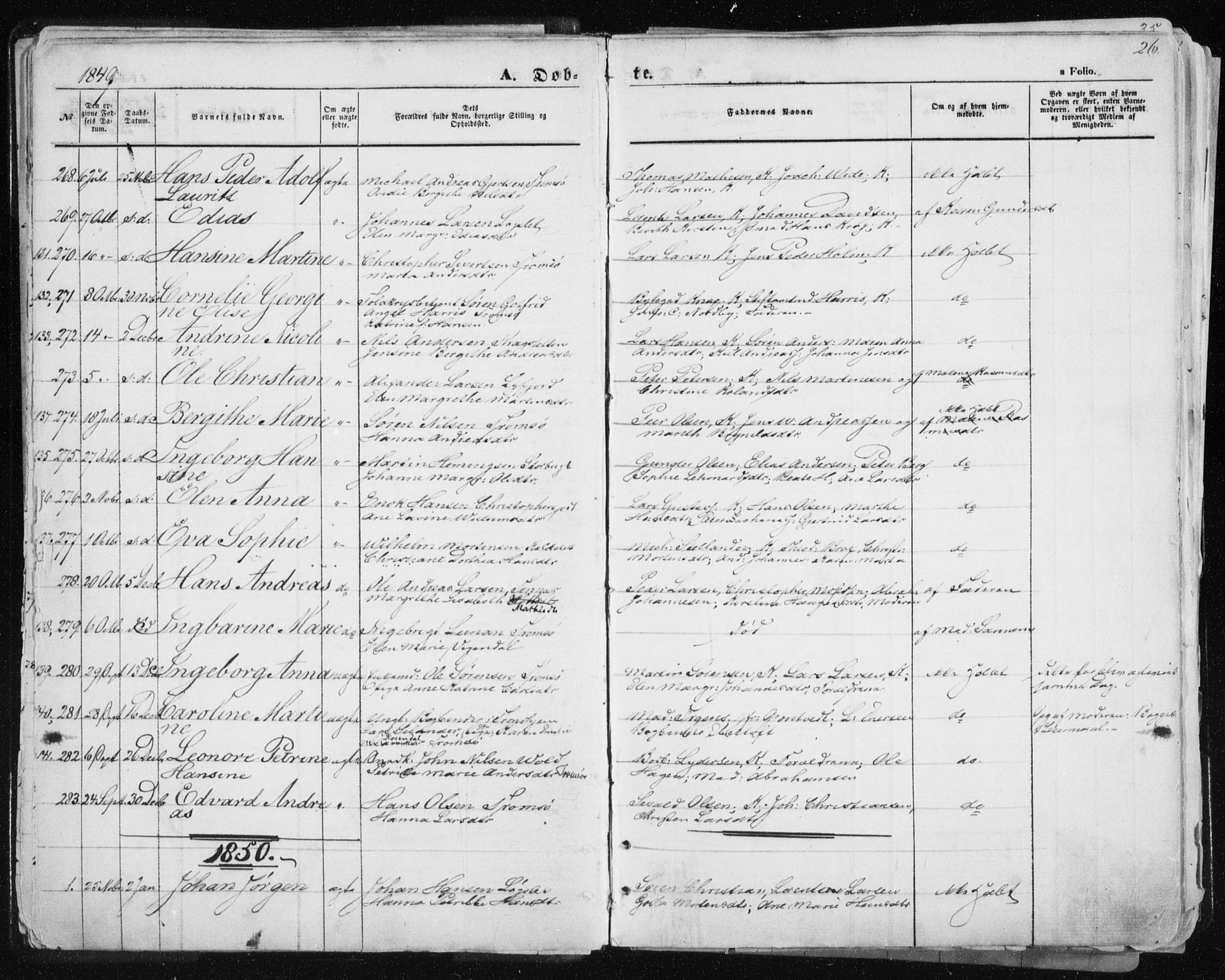 Tromsø sokneprestkontor/stiftsprosti/domprosti, SATØ/S-1343/G/Ga/L0010kirke: Parish register (official) no. 10, 1848-1855, p. 26
