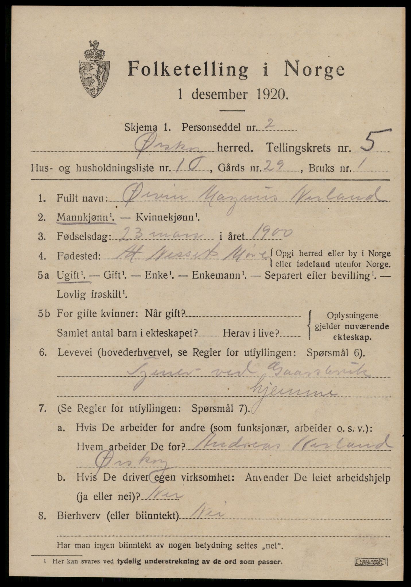 SAT, 1920 census for Ørskog, 1920, p. 3024