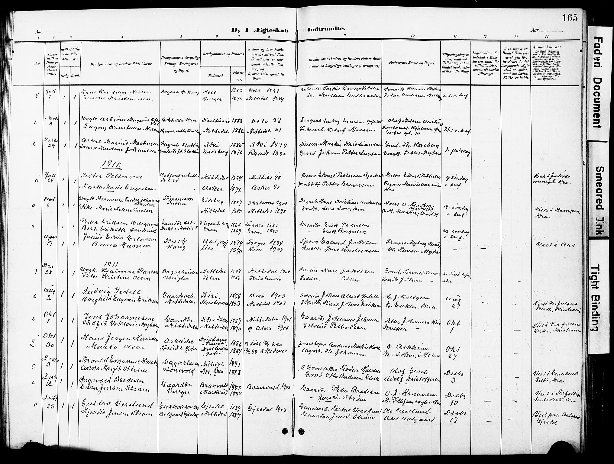 Nittedal prestekontor Kirkebøker, AV/SAO-A-10365a/G/Ga/L0003: Parish register (copy) no. I 3, 1902-1929, p. 165