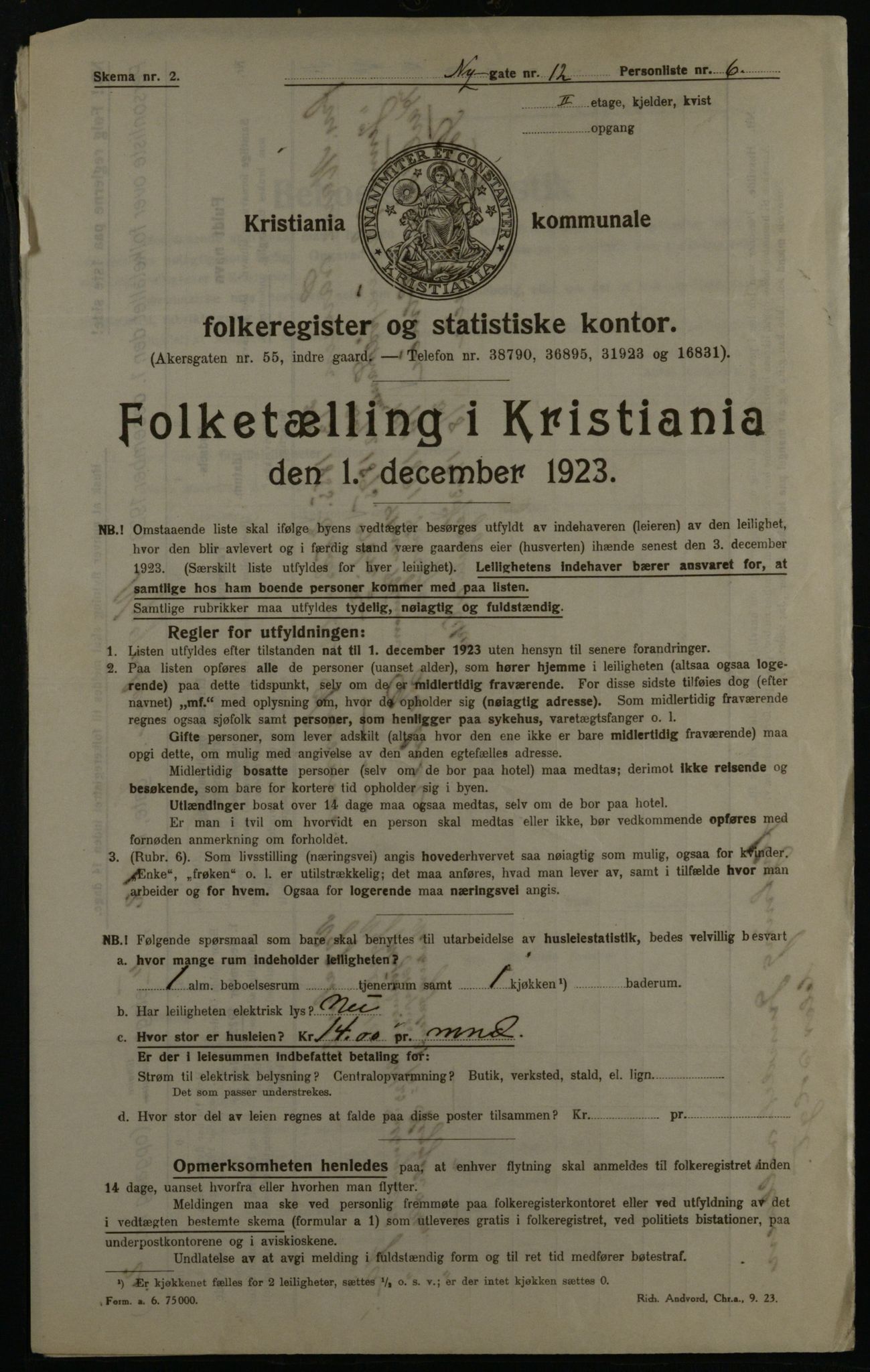 OBA, Municipal Census 1923 for Kristiania, 1923, p. 81291