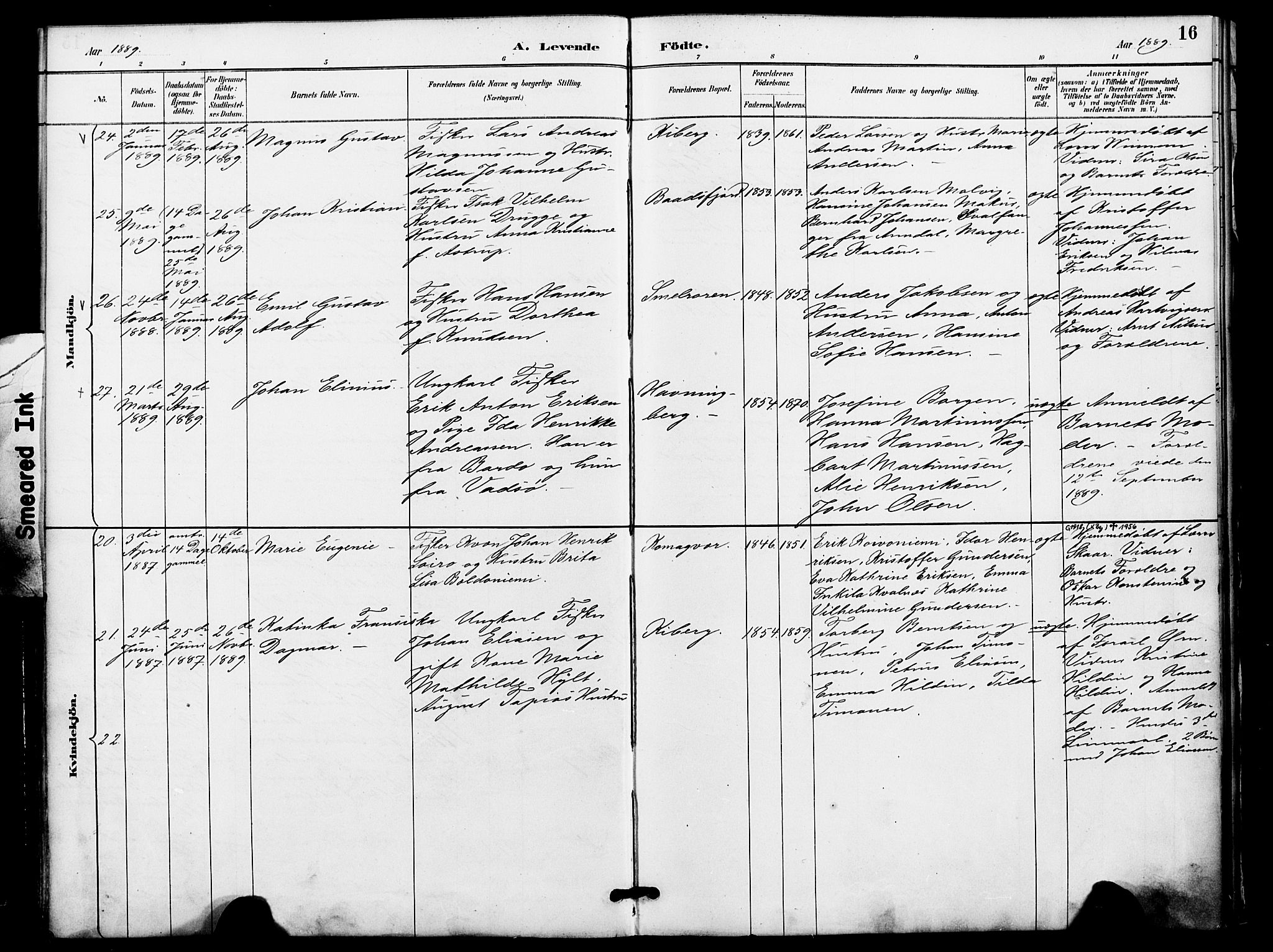 Vardø sokneprestkontor, AV/SATØ-S-1332/H/Ha/L0009kirke: Parish register (official) no. 9, 1887-1898, p. 16