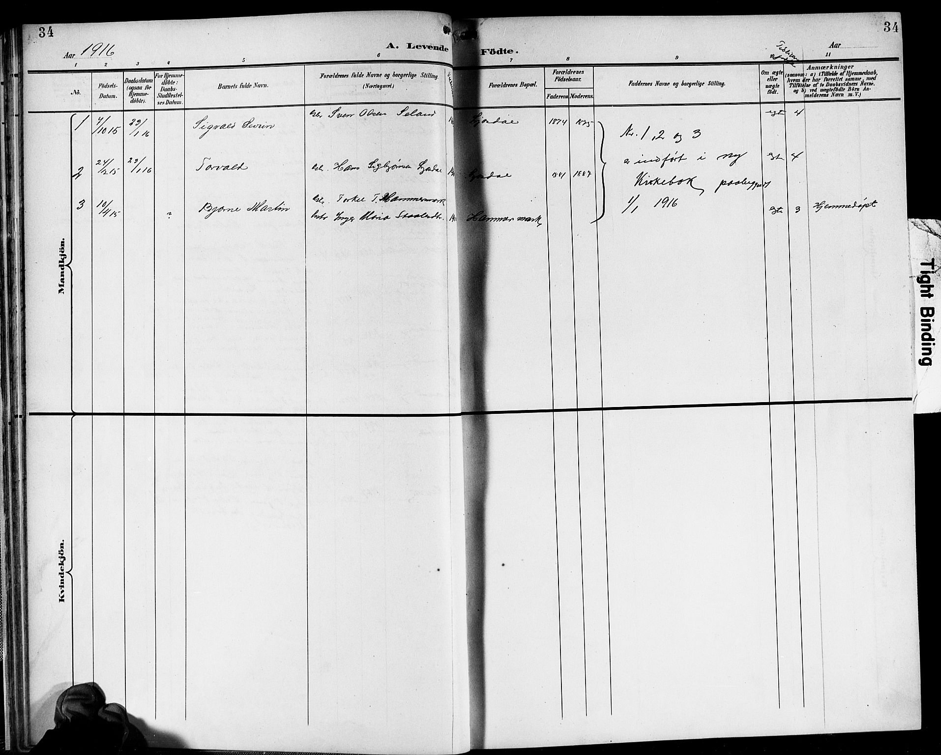 Sirdal sokneprestkontor, SAK/1111-0036/F/Fb/Fbb/L0004: Parish register (copy) no. B 4, 1895-1916, p. 34