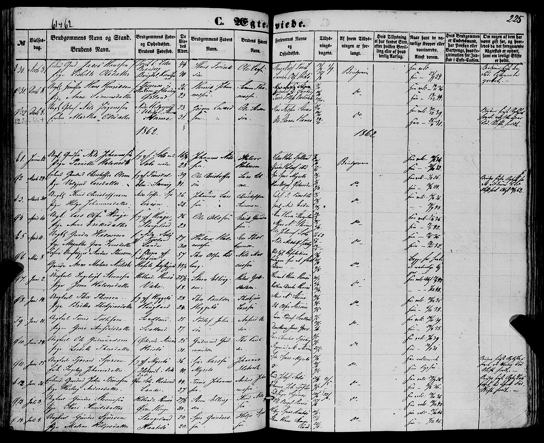 Fjelberg sokneprestembete, AV/SAB-A-75201/H/Haa: Parish register (official) no. A 7, 1851-1867, p. 225