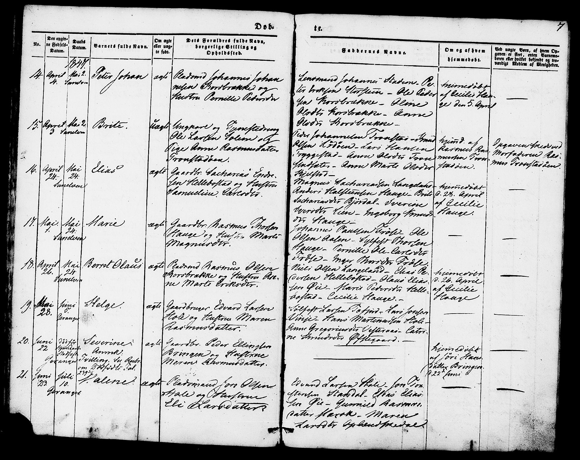 Ministerialprotokoller, klokkerbøker og fødselsregistre - Møre og Romsdal, AV/SAT-A-1454/517/L0222: Parish register (official) no. 517A02, 1846-1862, p. 7