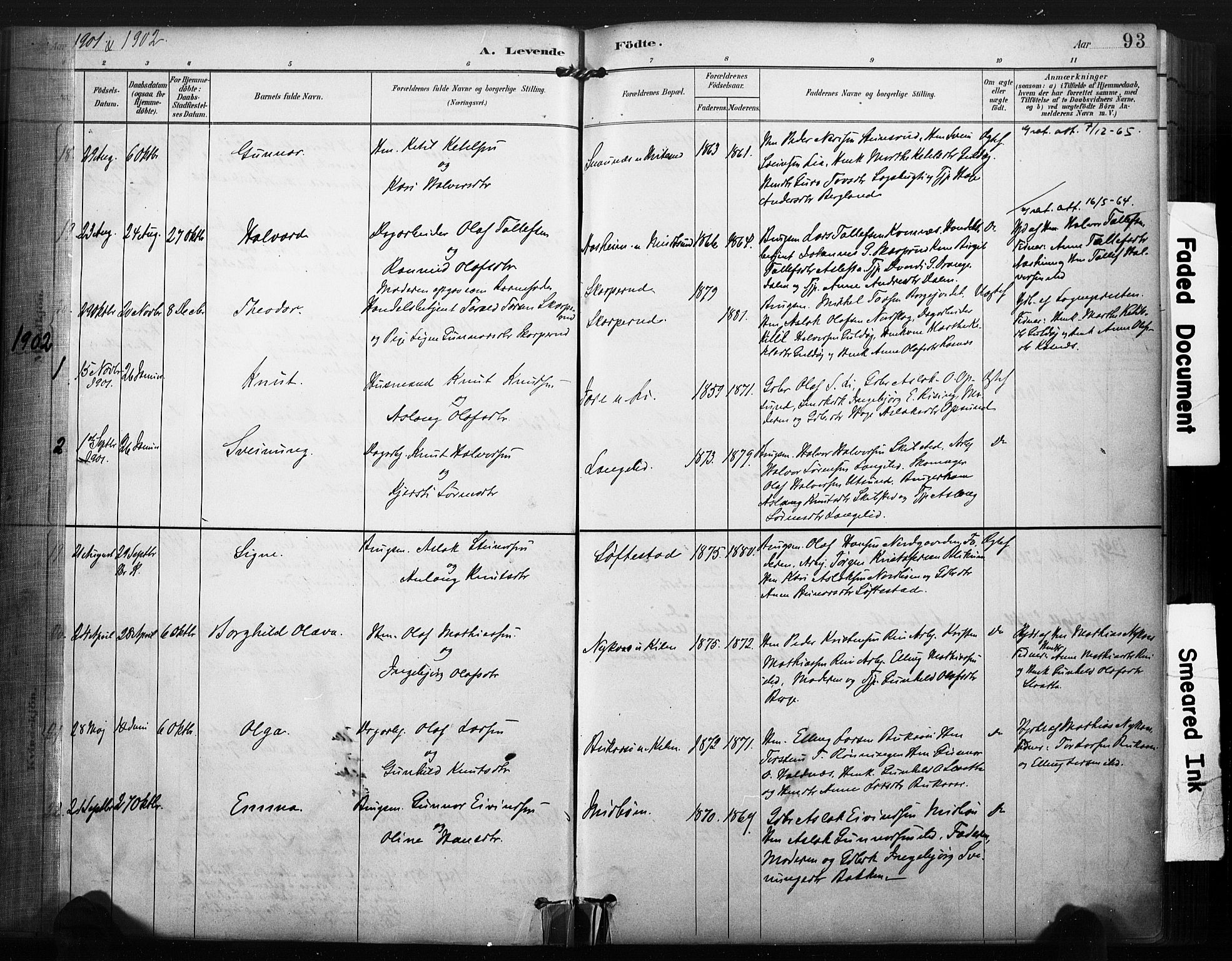 Kviteseid kirkebøker, SAKO/A-276/F/Fa/L0008: Parish register (official) no. I 8, 1882-1903, p. 93