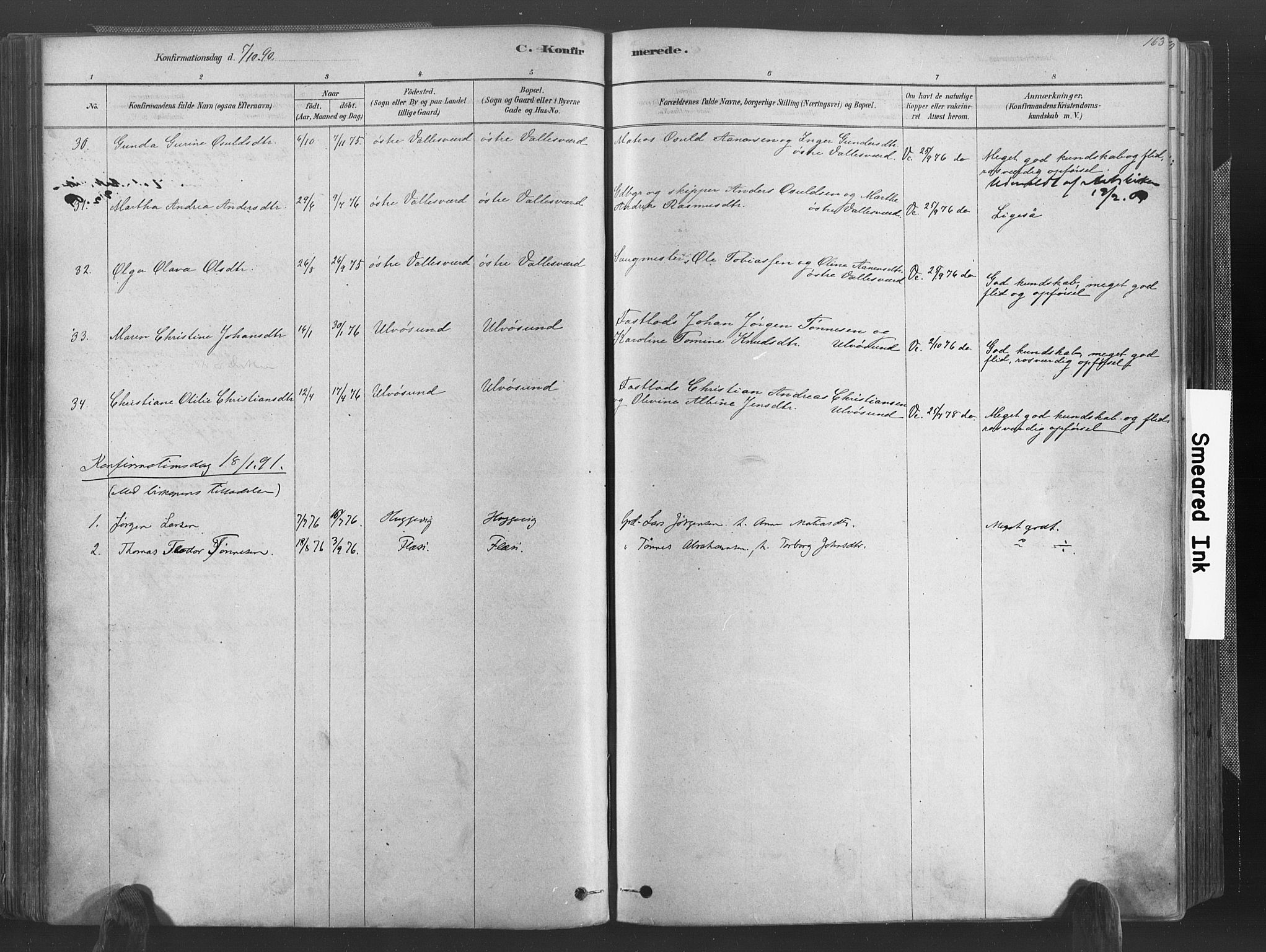 Høvåg sokneprestkontor, AV/SAK-1111-0025/F/Fa/L0005: Parish register (official) no. A 5, 1878-1893, p. 163