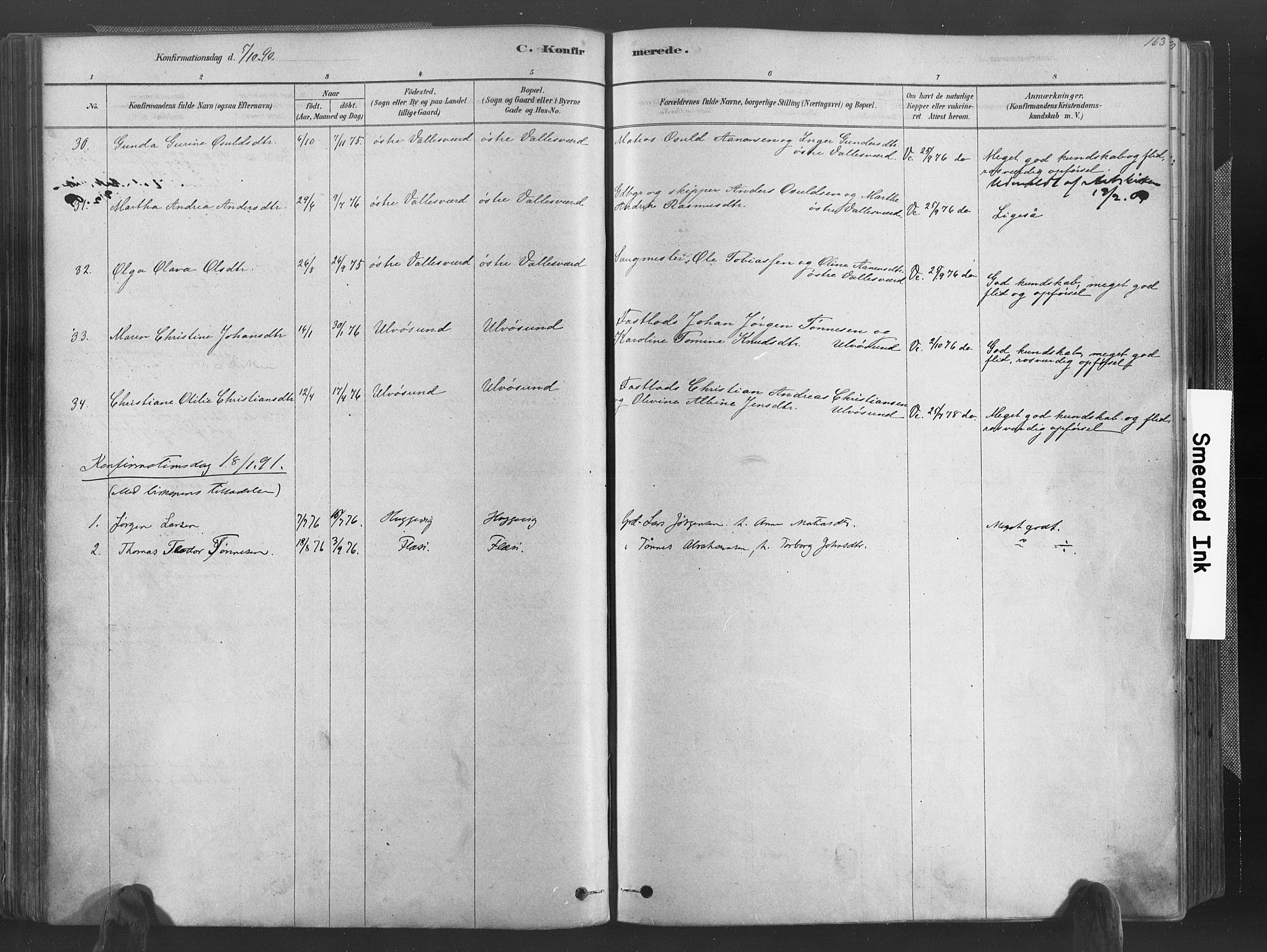 Høvåg sokneprestkontor, SAK/1111-0025/F/Fa/L0005: Parish register (official) no. A 5, 1878-1893, p. 163