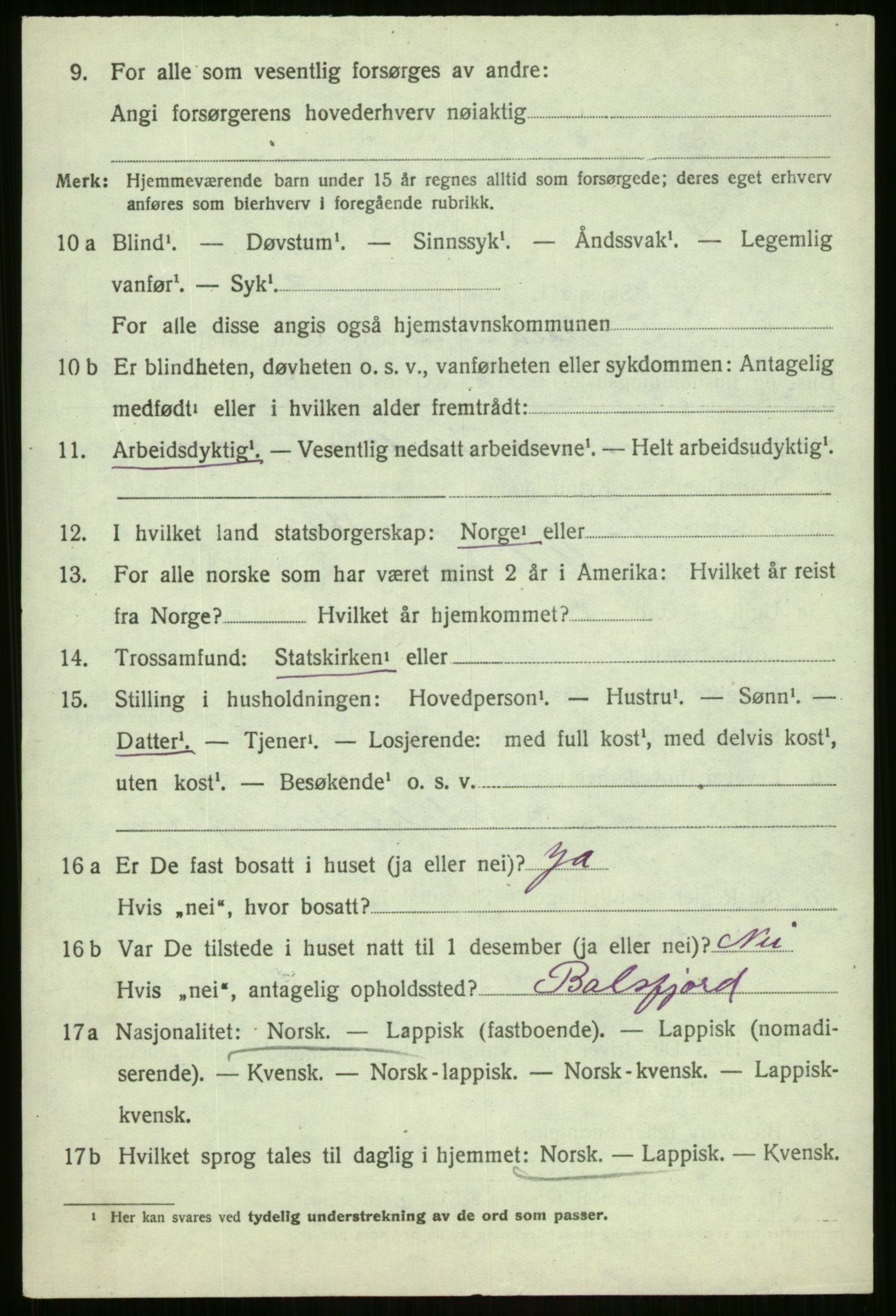 SATØ, 1920 census for Malangen, 1920, p. 1578