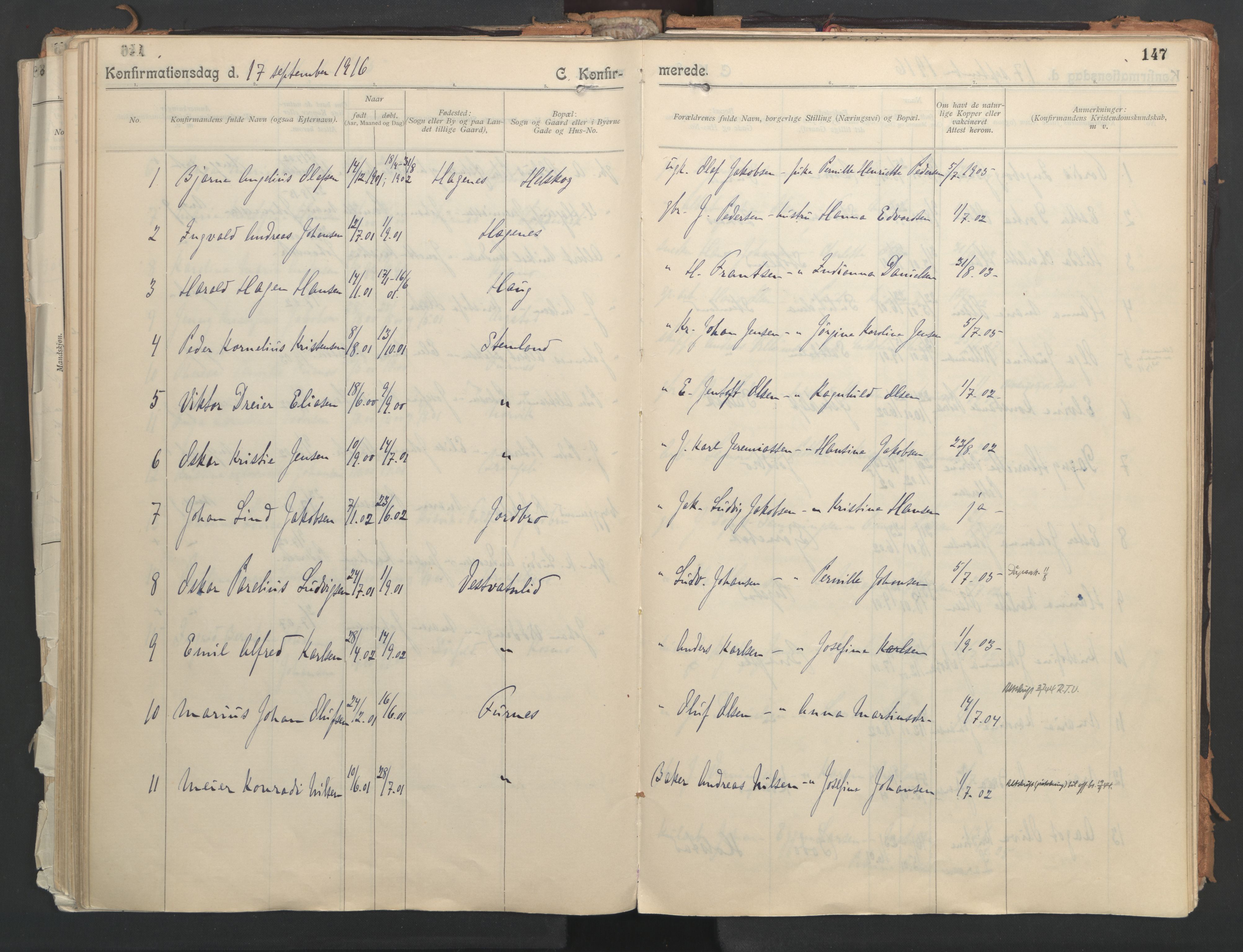 Ministerialprotokoller, klokkerbøker og fødselsregistre - Nordland, AV/SAT-A-1459/851/L0724: Parish register (official) no. 851A01, 1901-1922, p. 147