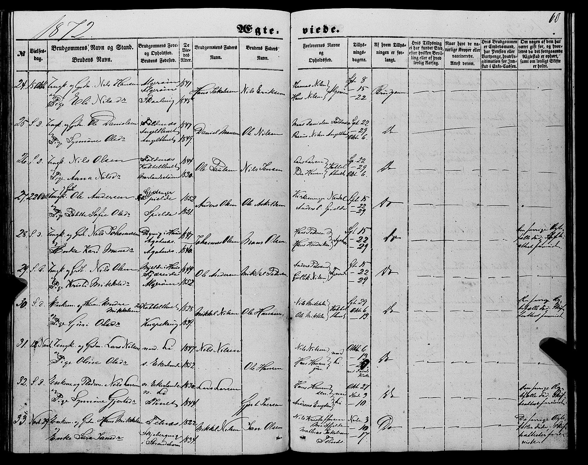 Fjell sokneprestembete, SAB/A-75301/H/Haa: Parish register (official) no. A 6, 1849-1877, p. 60