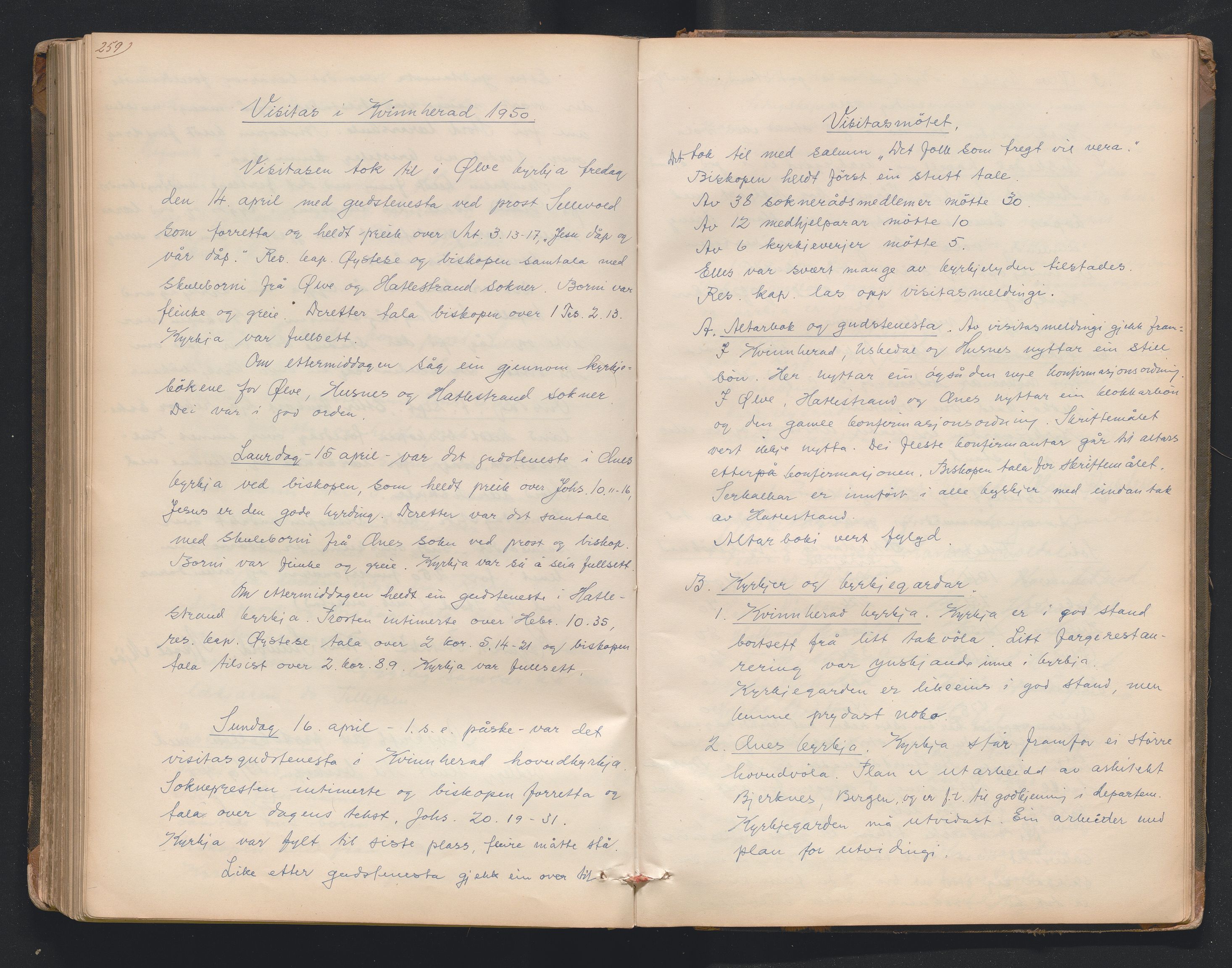 Nordre Sunnhordland prosti, AV/SAB-A-99912/F/L0001: Visitasprotokoll , 1860-1959, p. 259