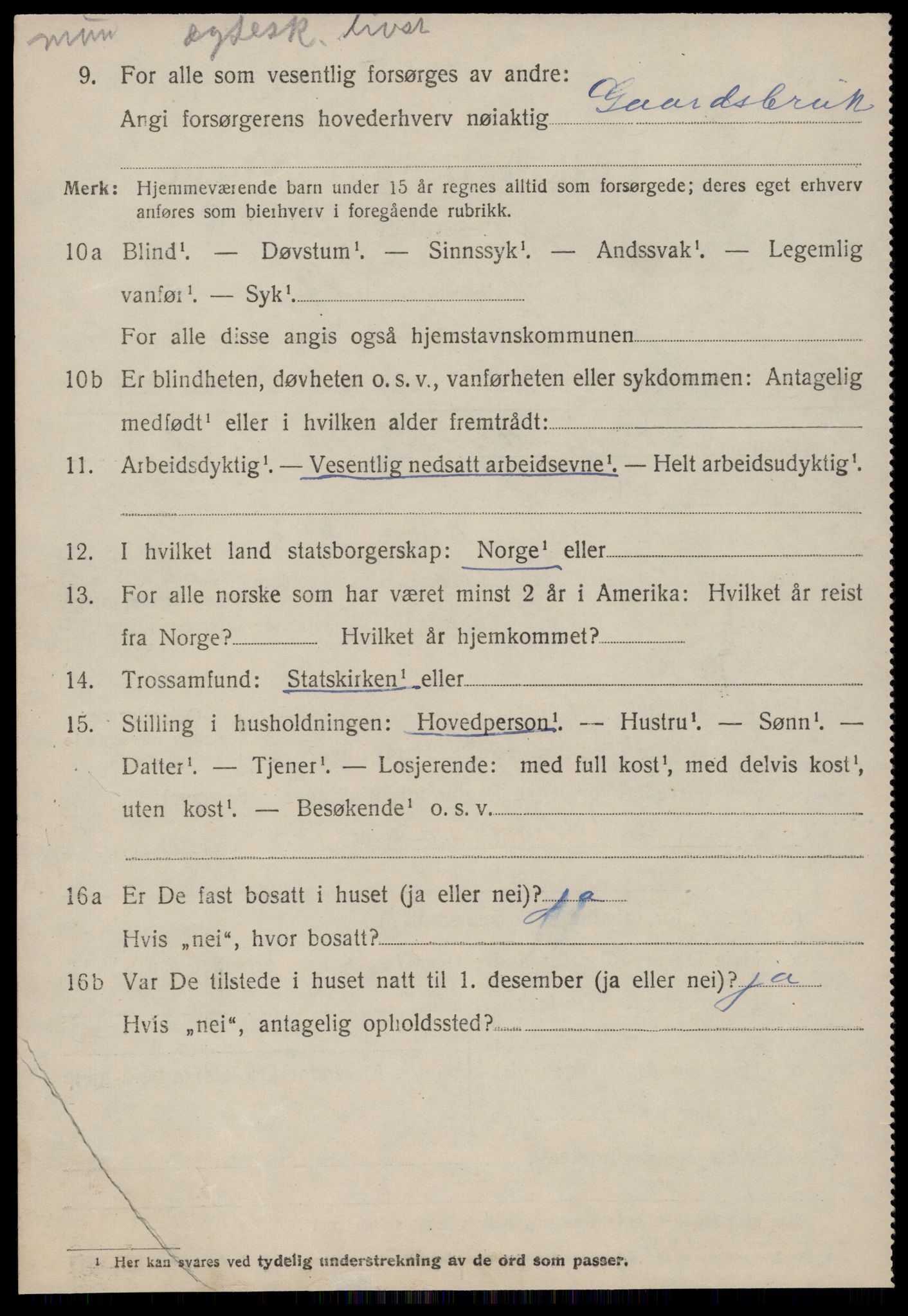 SAT, 1920 census for Sunnylven, 1920, p. 3019