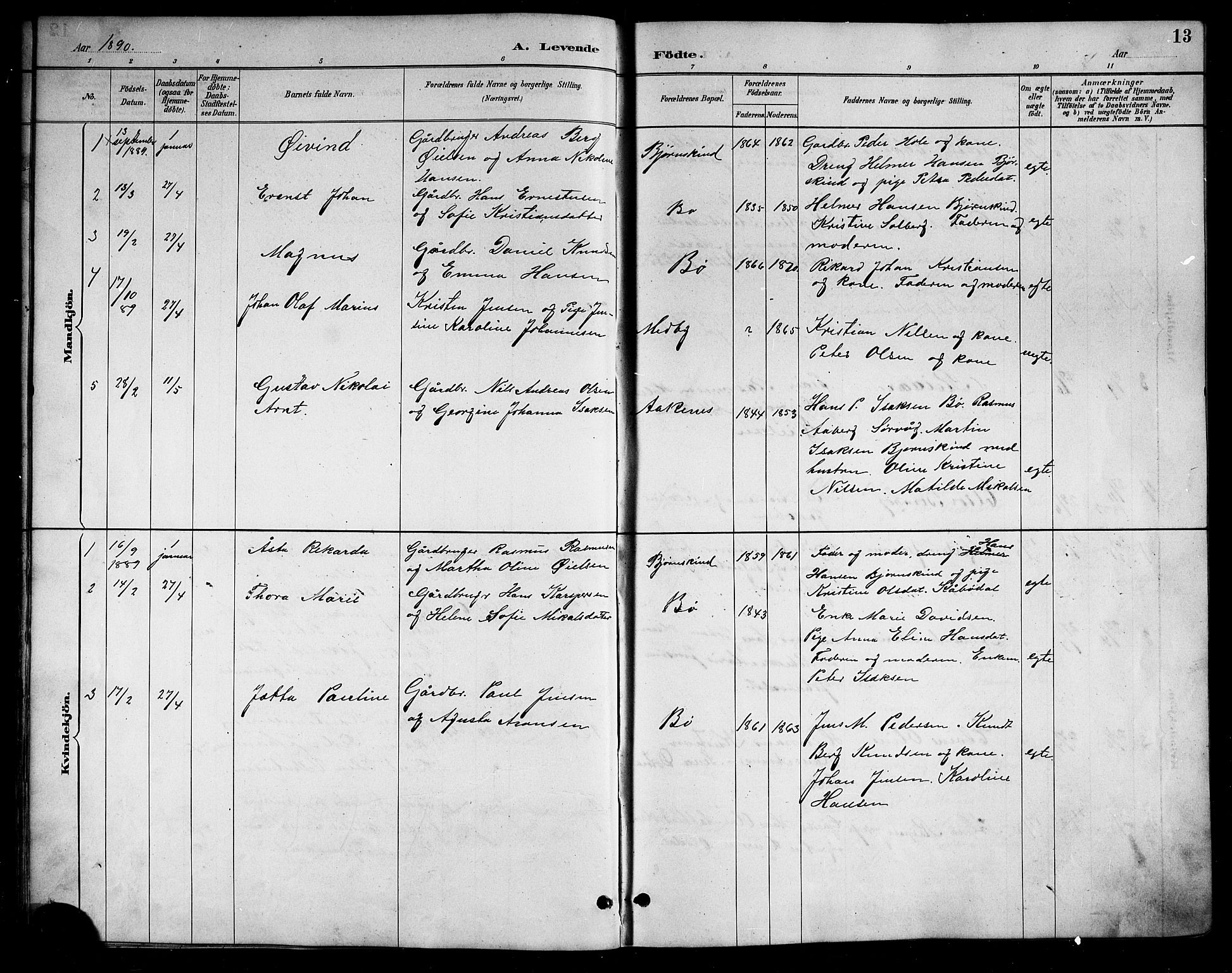 Ministerialprotokoller, klokkerbøker og fødselsregistre - Nordland, AV/SAT-A-1459/898/L1427: Parish register (copy) no. 898C02, 1887-1917, p. 13