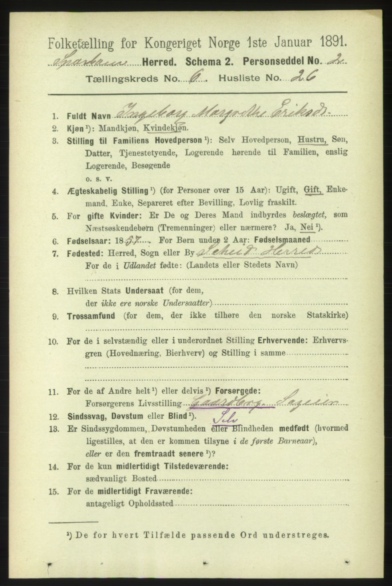 RA, 1891 census for 1731 Sparbu, 1891, p. 2313