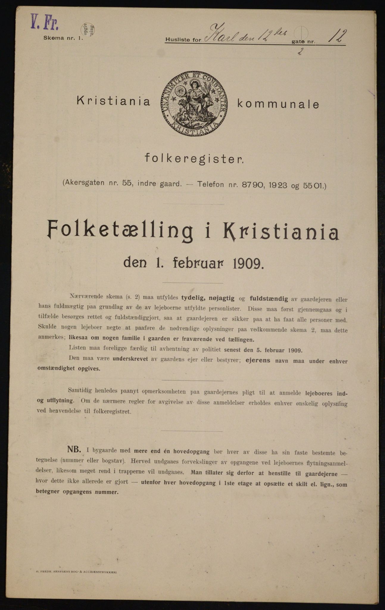 OBA, Municipal Census 1909 for Kristiania, 1909, p. 44145