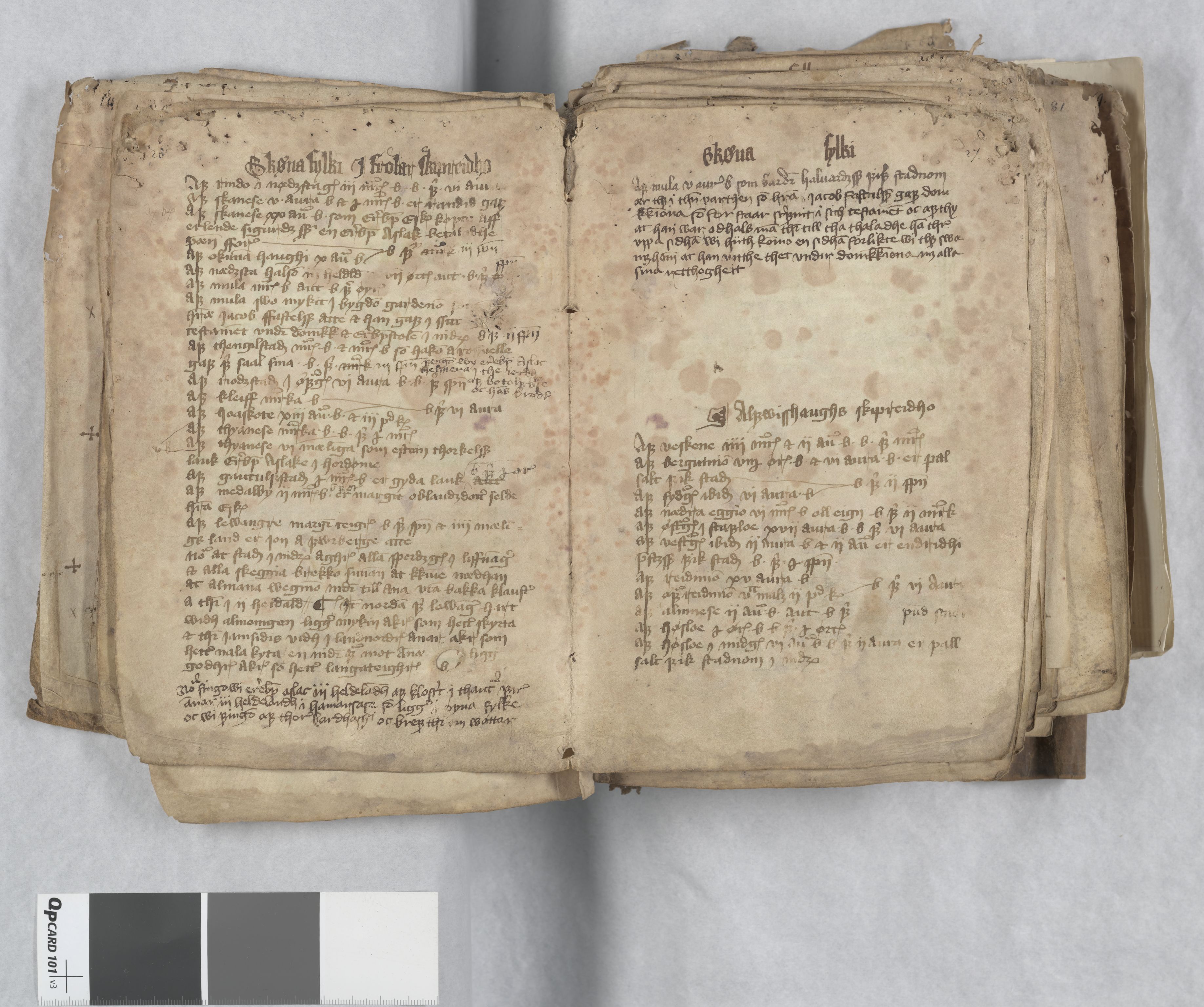 Riksarkivets diplomsamling, RA/EA-5965/F13/F13b/L0013: NRA dipl. München papir, nr. 4292 Aslak Bolts jordebok., 1430-1439, p. 26-27