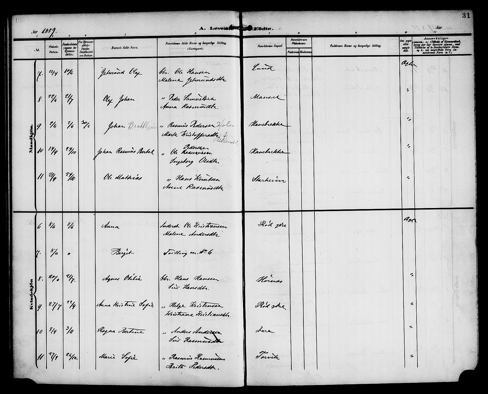 Eid sokneprestembete, AV/SAB-A-82301/H/Haa/Haac/L0001: Parish register (official) no. C 1, 1879-1899, p. 31