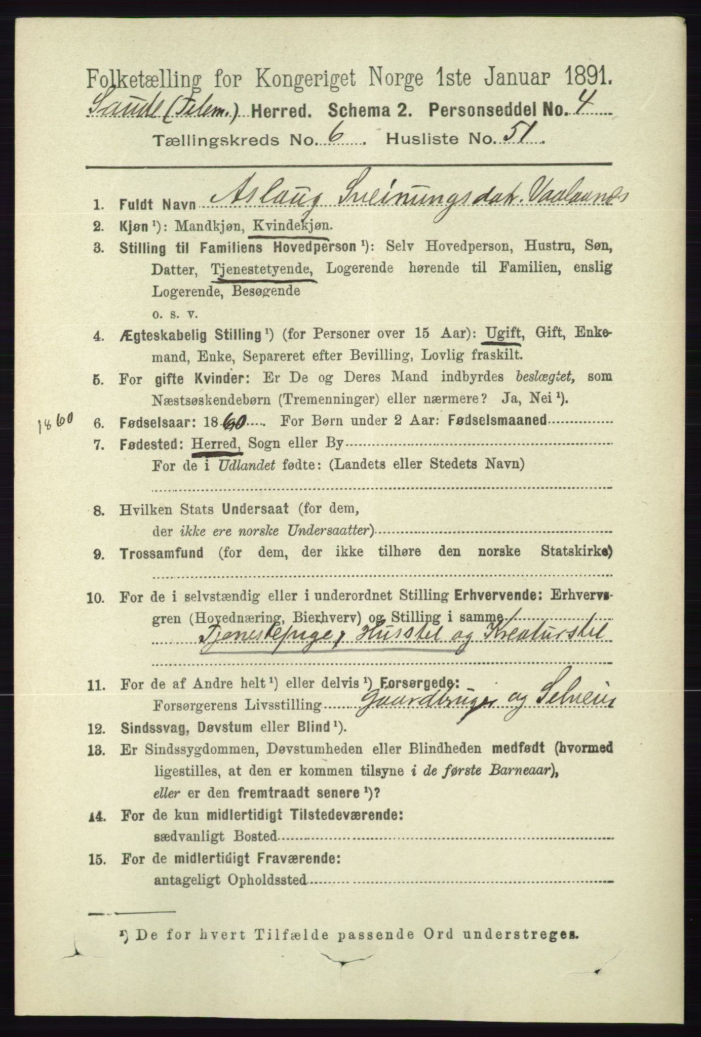 RA, 1891 census for 0822 Sauherad, 1891, p. 1972