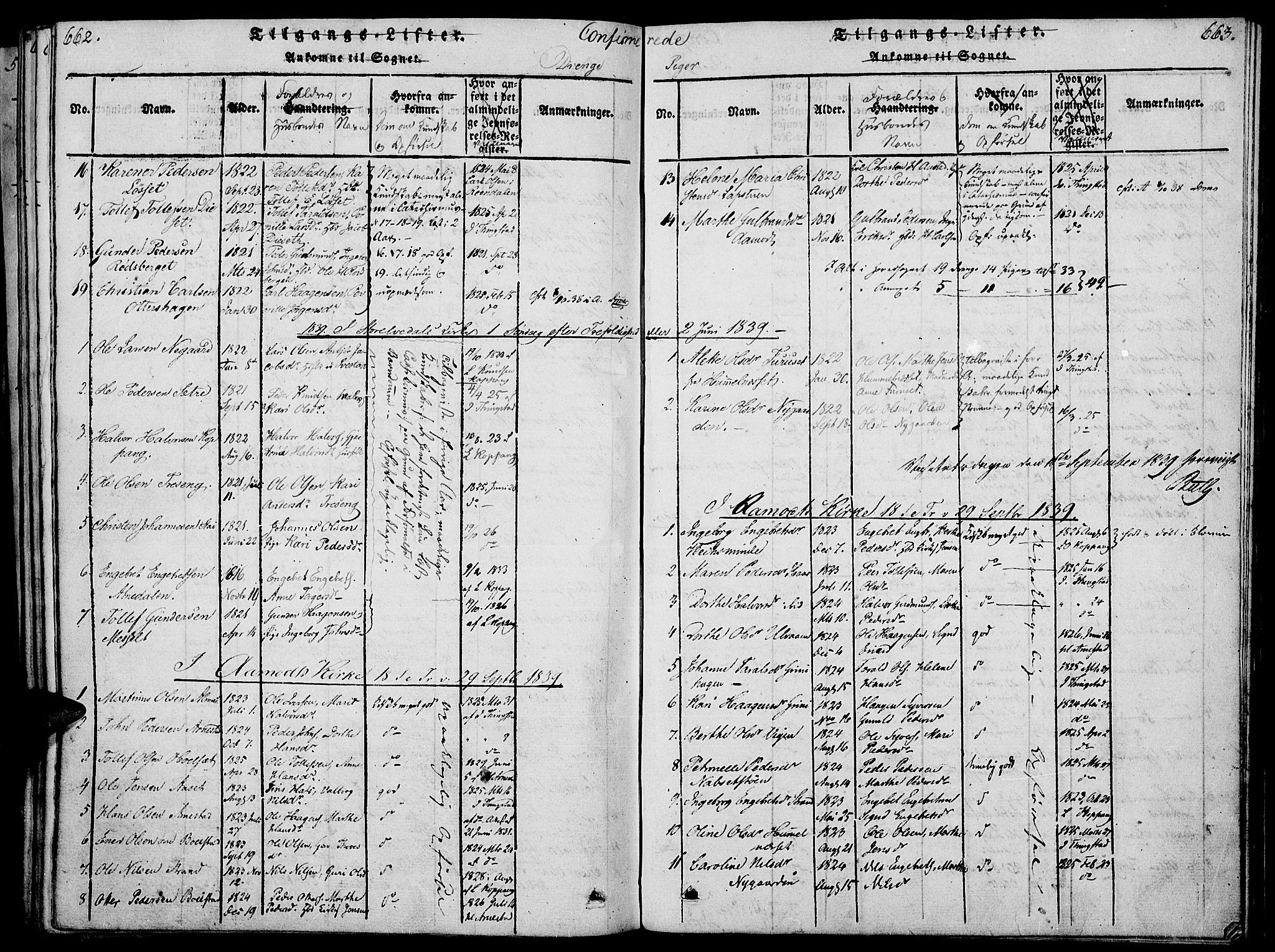 Åmot prestekontor, Hedmark, SAH/PREST-056/H/Ha/Haa/L0005: Parish register (official) no. 5, 1815-1841, p. 662-663
