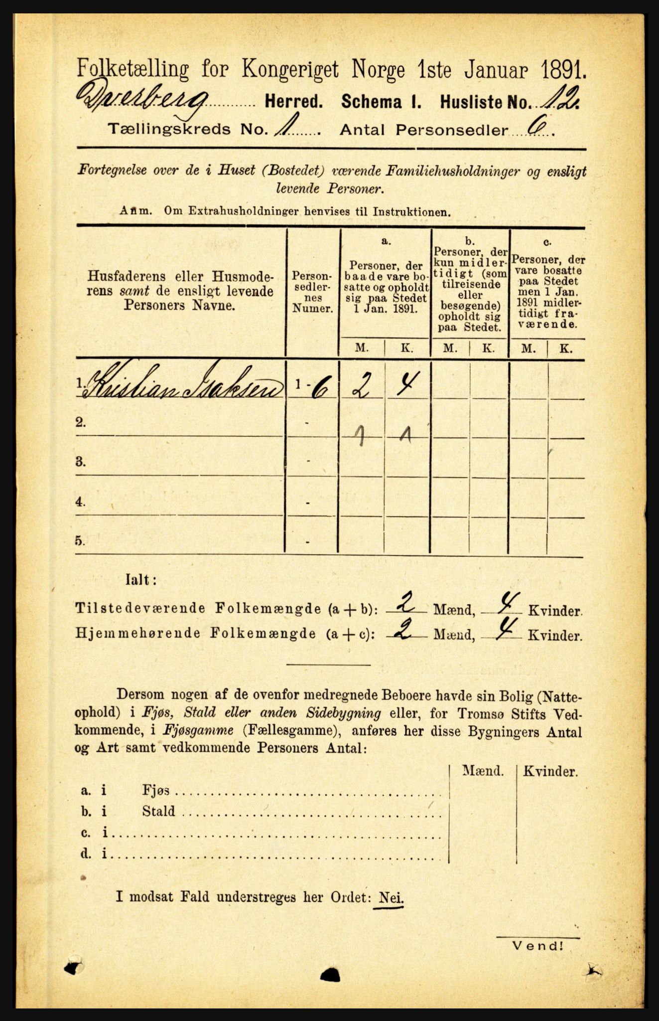 RA, 1891 census for 1872 Dverberg, 1891, p. 35